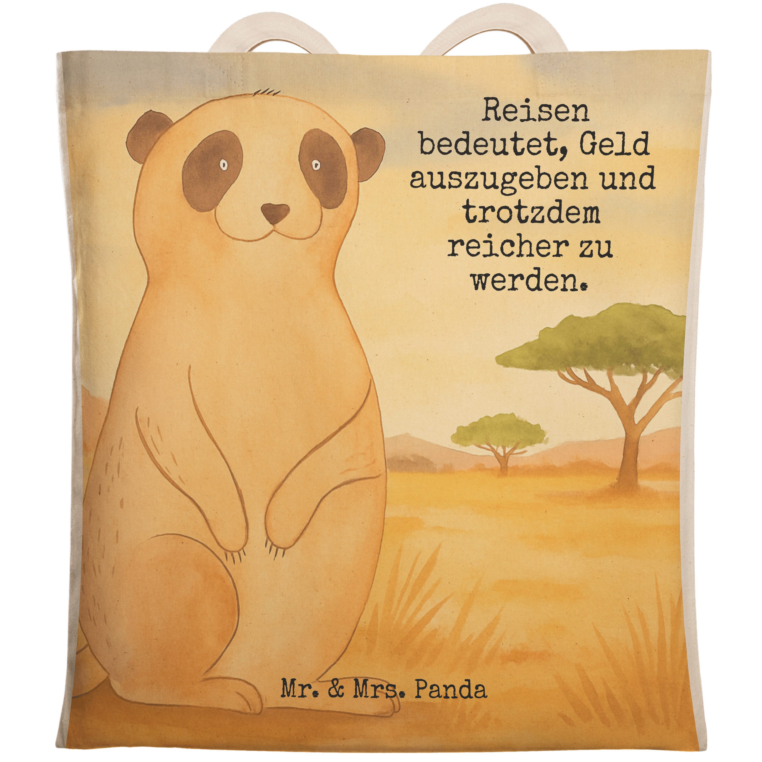 Tragetasche Erdmännchen Design, Tote Bag, Weiß, Spruch, Beutel, Reisen, Stofftrag