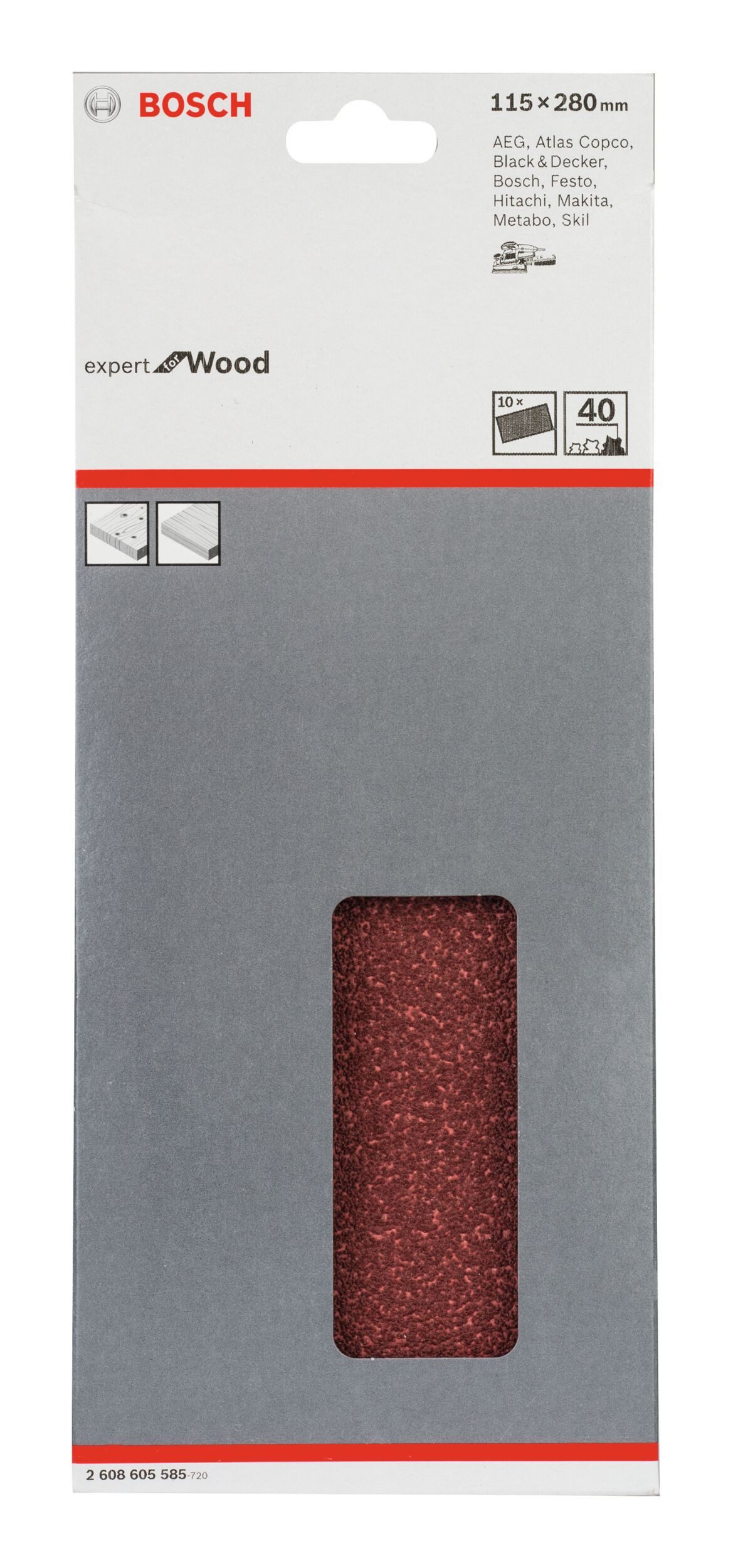 Thumbnail - BOSCH Schleifpapier, (10 Stück), C430 Schleifblatt gespannt ungelocht K40 - 115 x 280 mm - 10er-Pack