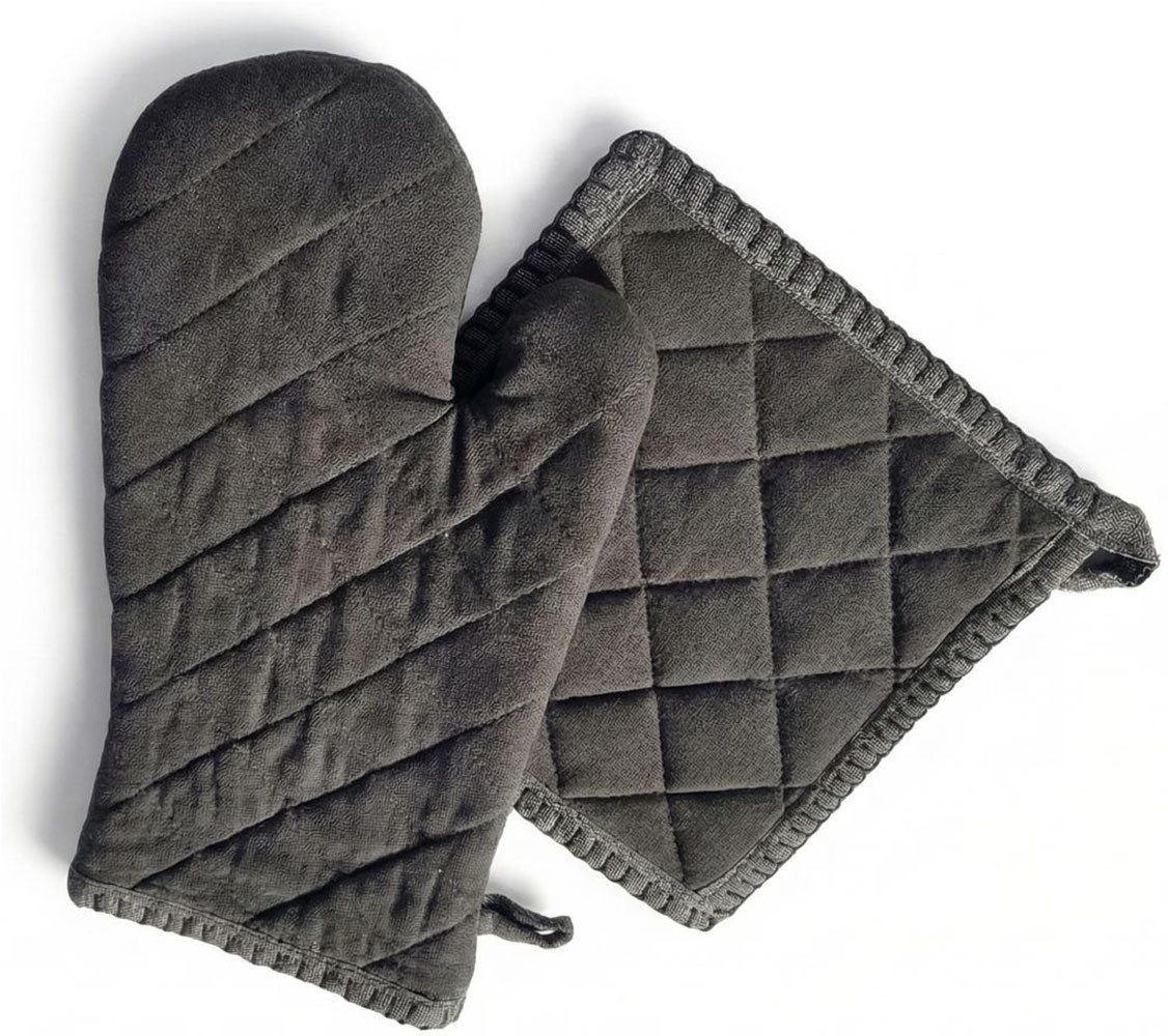 Home affaire Topfhandschuhe Handschuh & Topflappen Set grautöne, (Set, 2-tlg)