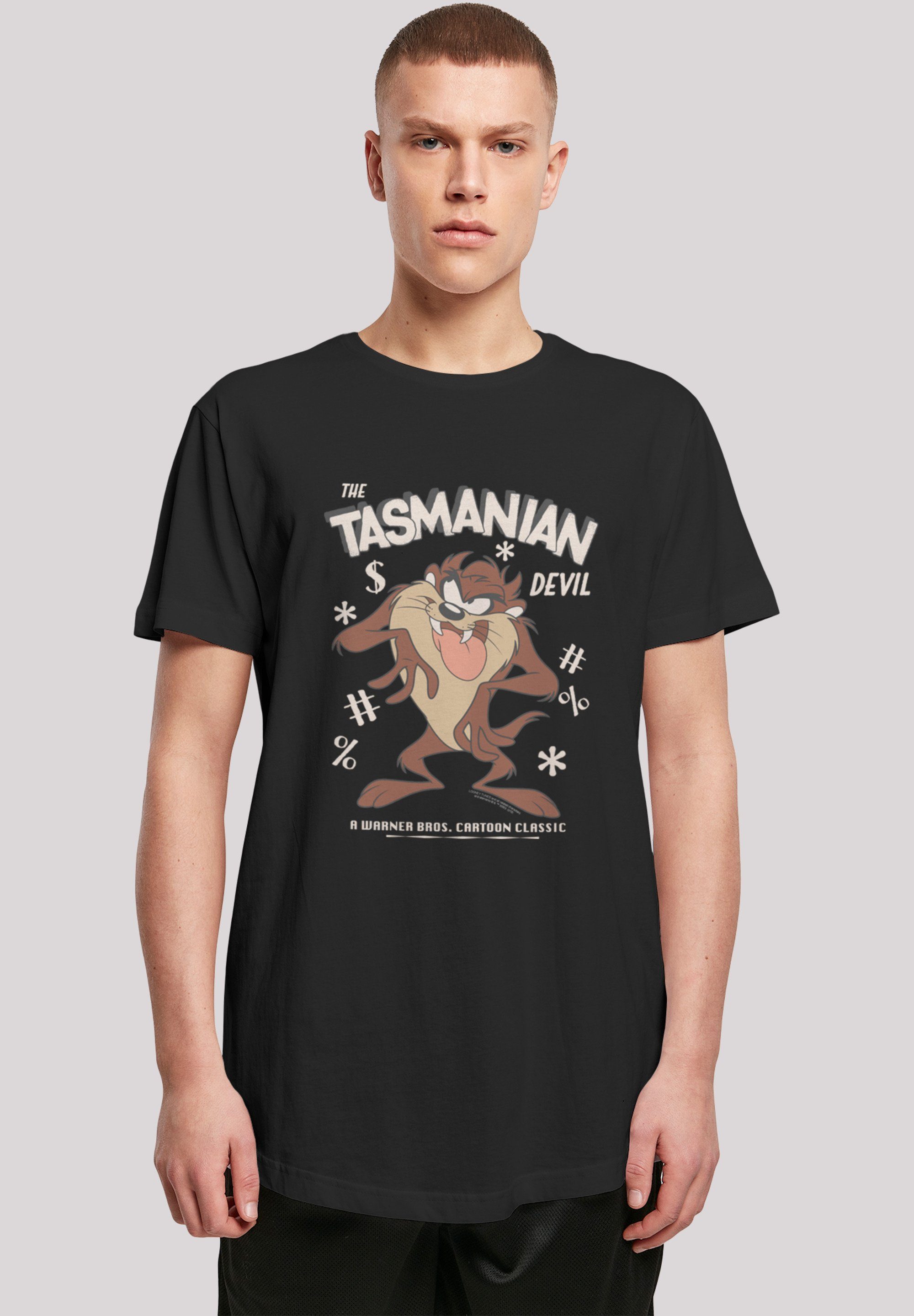 T-Shirt T-Shirt Vintage F4NT4STIC Tasmanian Long Taz Devil Cut Looney Tunes Print