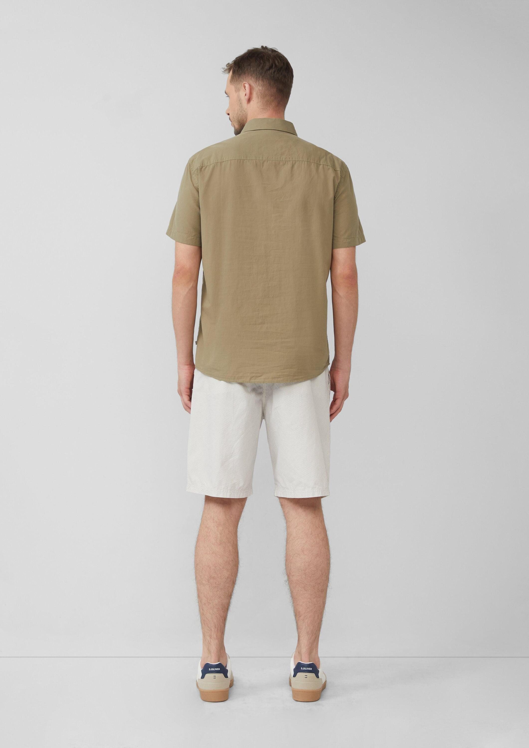 s.Oliver Kurzarmhemd Hemd Regular Fit: Kurzarmhemd mit Struktur-Streifen und Button-Down-Kragen
