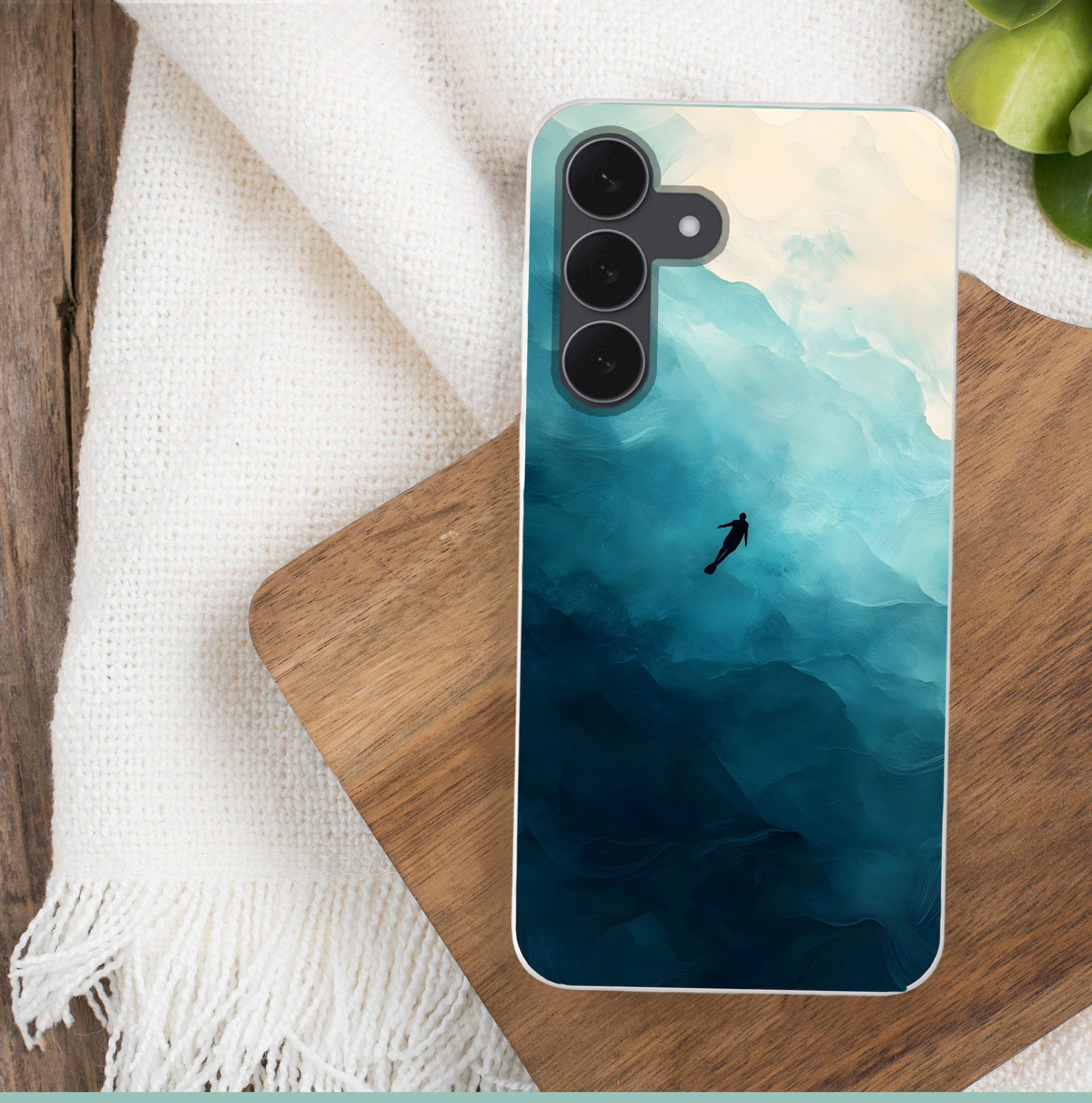MuchoWow Handyhülle für Samsung Galaxy S25 FE Meer - Silhouette - Abstrakt - Blau, Smartphone-Bumper, Print, Handy Schutzhülle Dünn