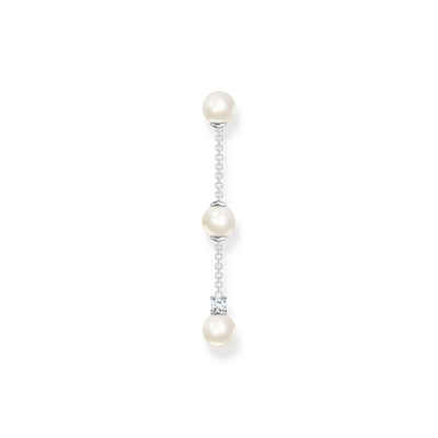 THOMAS SABO Paar Ohrhänger Einzel Ohrring Perlen mit weißem Stein silber