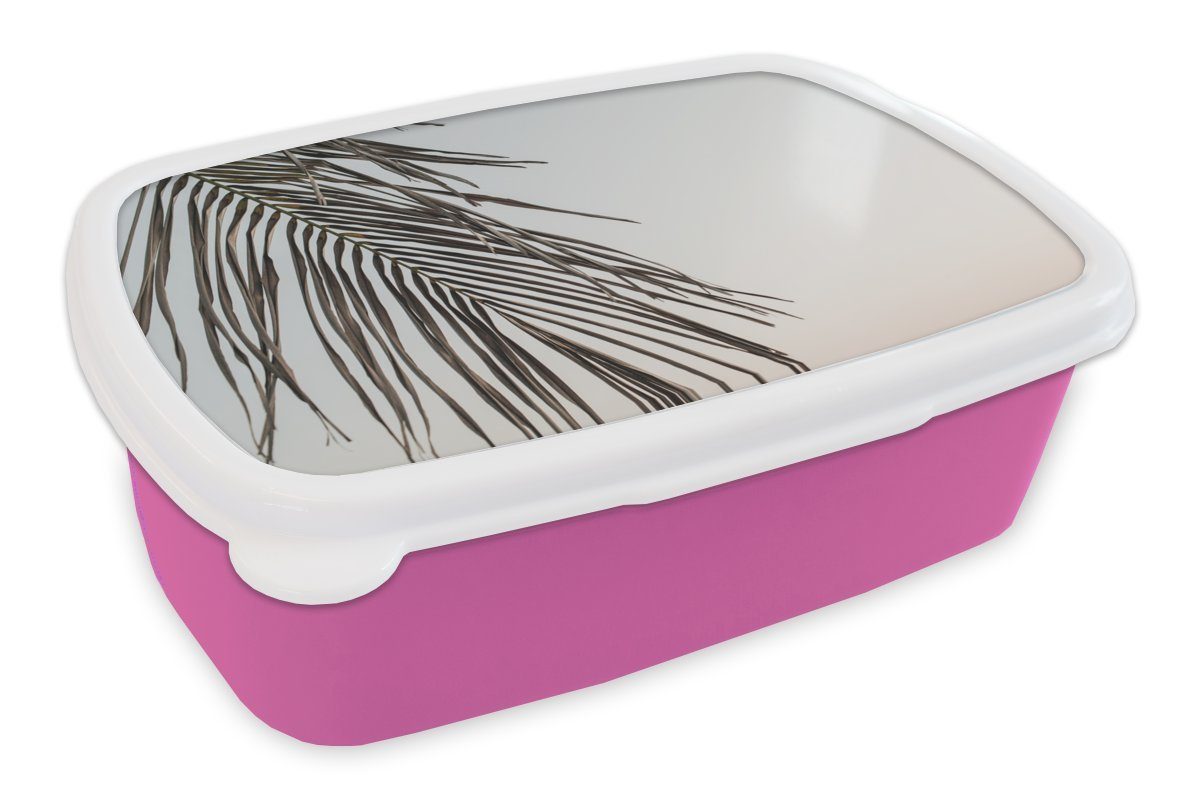 MuchoWow Lunchbox Sommer - Palme - Blatt, Kunststoff, (2-tlg), Brotbox für Erwachsene, Brotdose Kinder, Snackbox, Mädchen, Kunststoff rosa