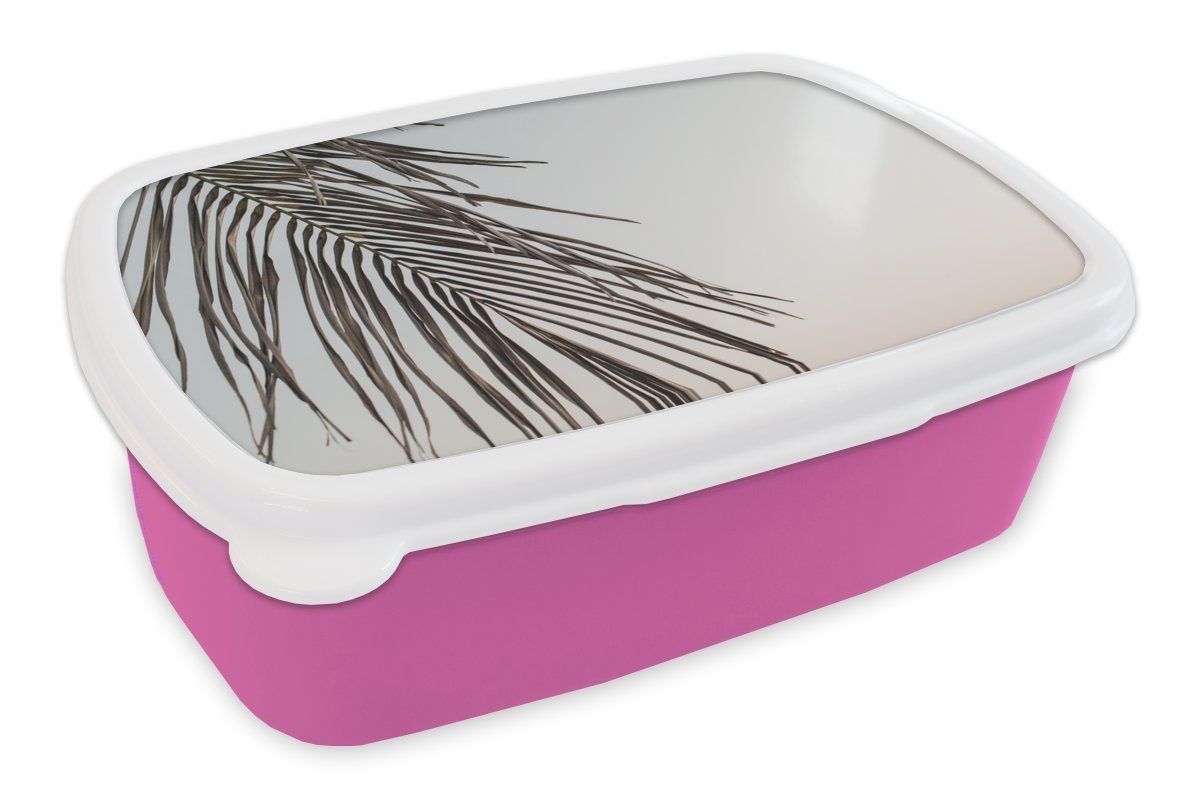 MuchoWow Lunchbox - Kunststoff, Sommer (2-tlg), für Palme Brotbox Kunststoff Snackbox, rosa Blatt, - Mädchen, Kinder, Brotdose Erwachsene