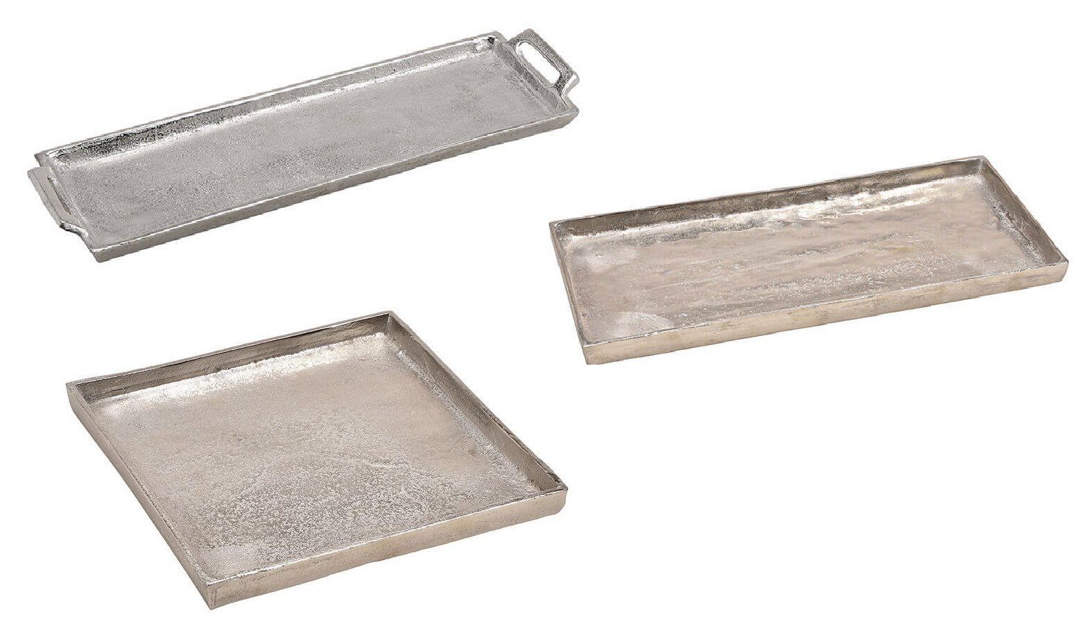 Meinposten Dekotablett Quinn Dekoteller silber Metall massiv Schale Dekotablett 20 25 30 cm, aus massivem Metall