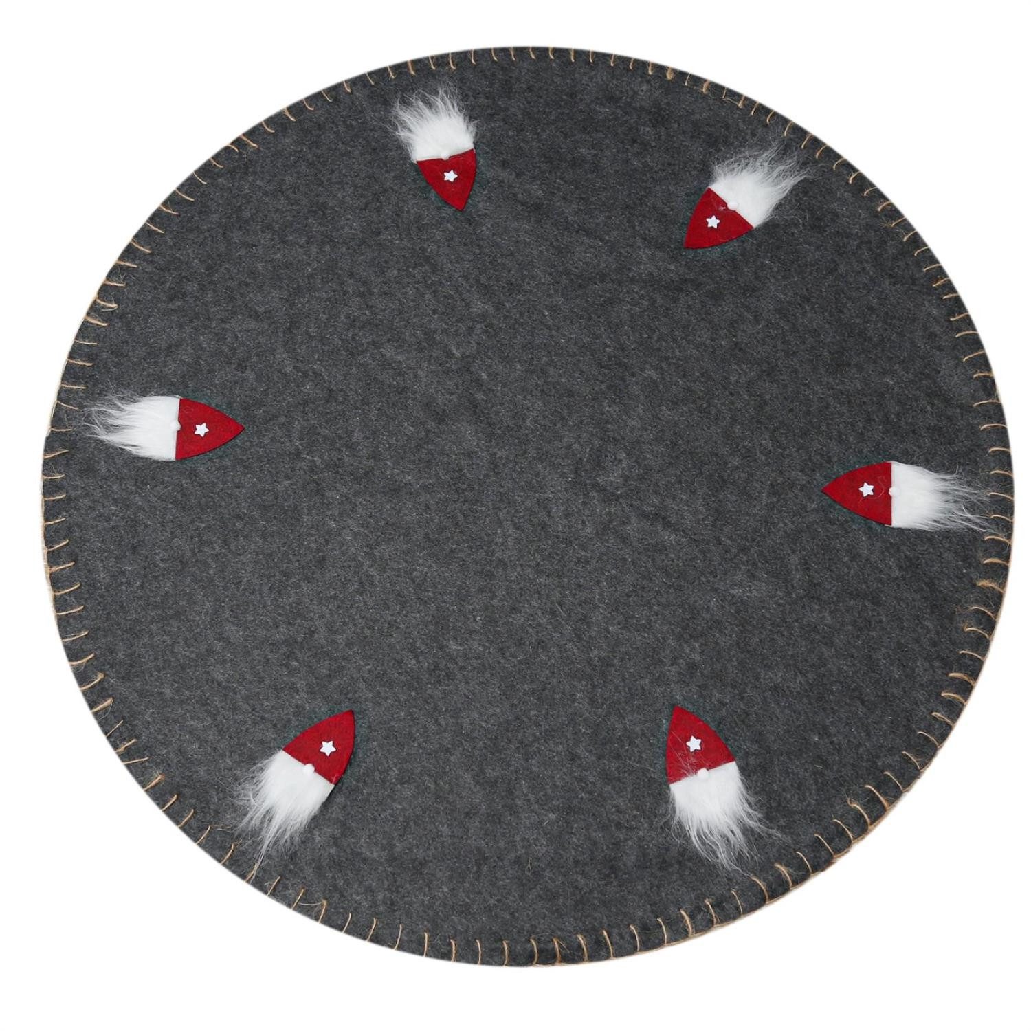 MARELIDA Weihnachtsbaumdecke Weihnachtsbaumteppich Tannenbaumdecke Filz mit Wichteln D: 98cm