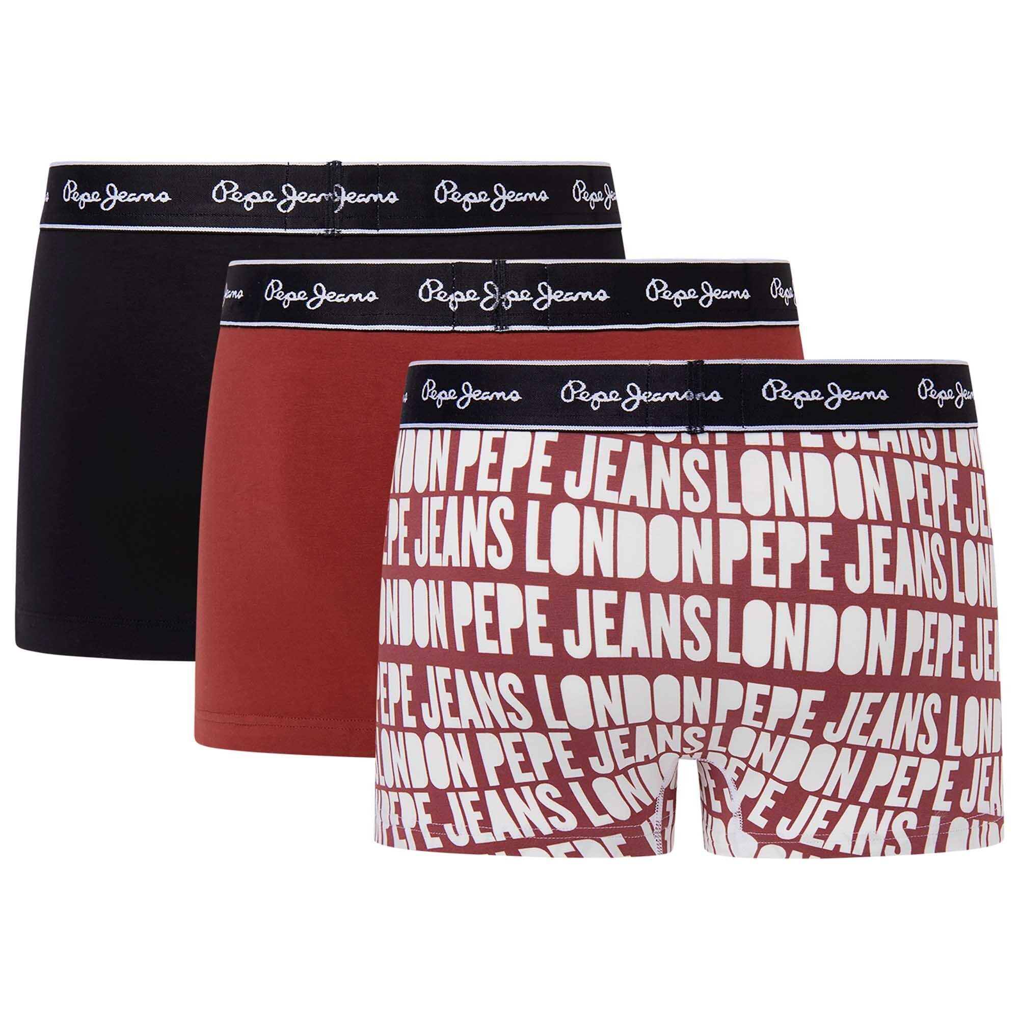 Boxer Jeans ALLOVER Pepe 3er LOGO Pack Herren Schwarz/Weiß/Rot - Trunks,