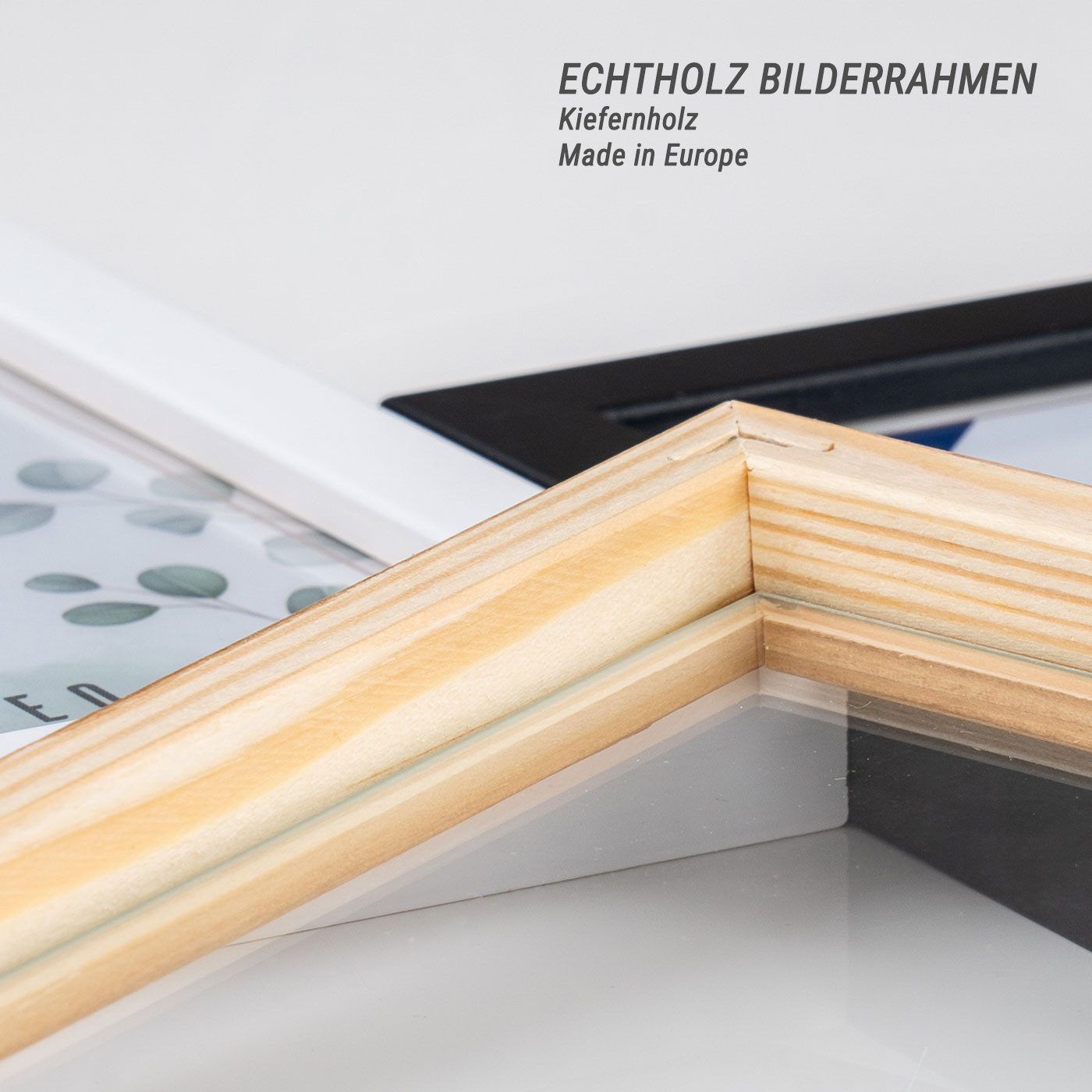 Levandeo® Bilderrahmen, Bilderrahmen Echtholz Made in EU 10x15 Weiß Glasscheibe Fotorahmen