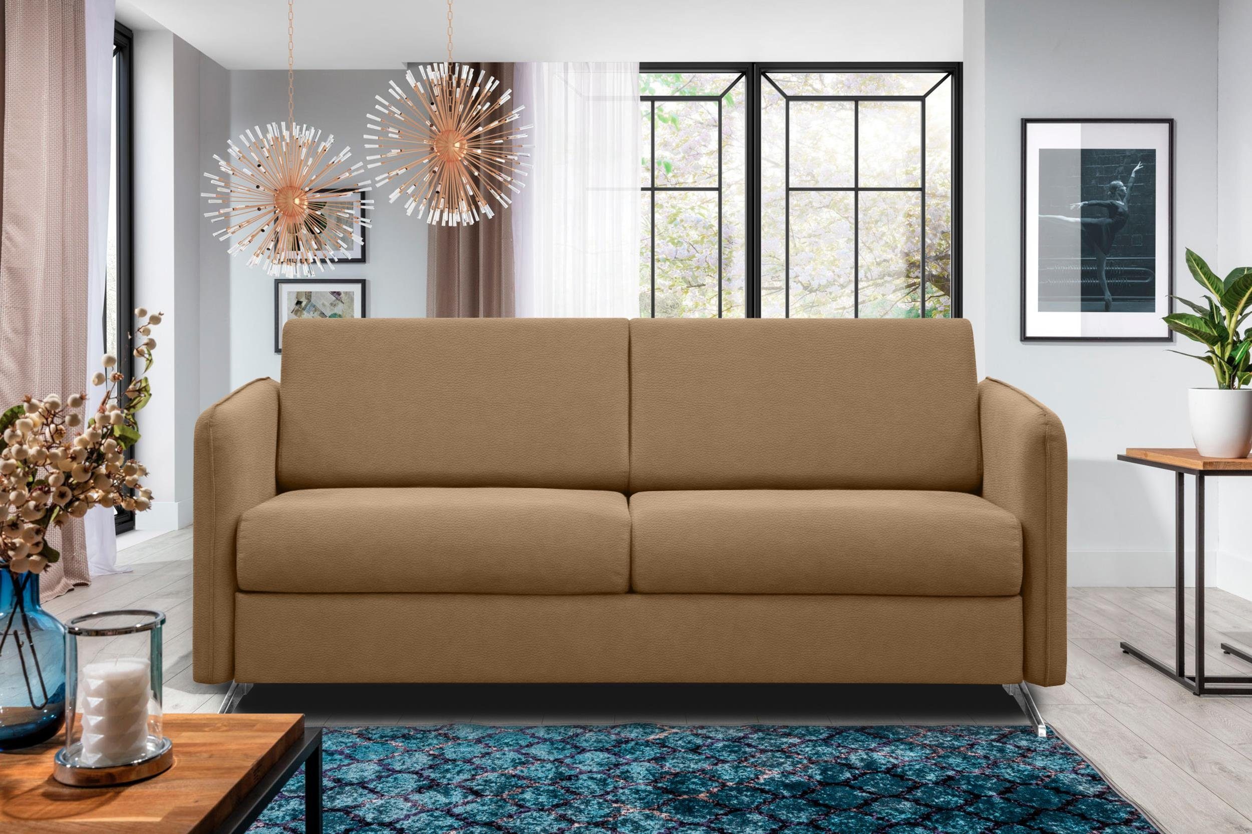frei Bettfunktion, Modern mit Sofa, Stylefy im 3-Sitzer Metall stellbar, Raum Sherlock, Design, 2-Sitzer,