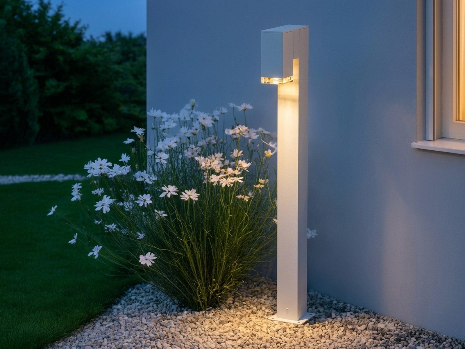 KONSTSMIDE LED Pollerleuchte, LED wechselbar, warmweiß, Wegbeleuchtung Garten beleuchten, Terrassenleuchten, Weiß H: 100cm