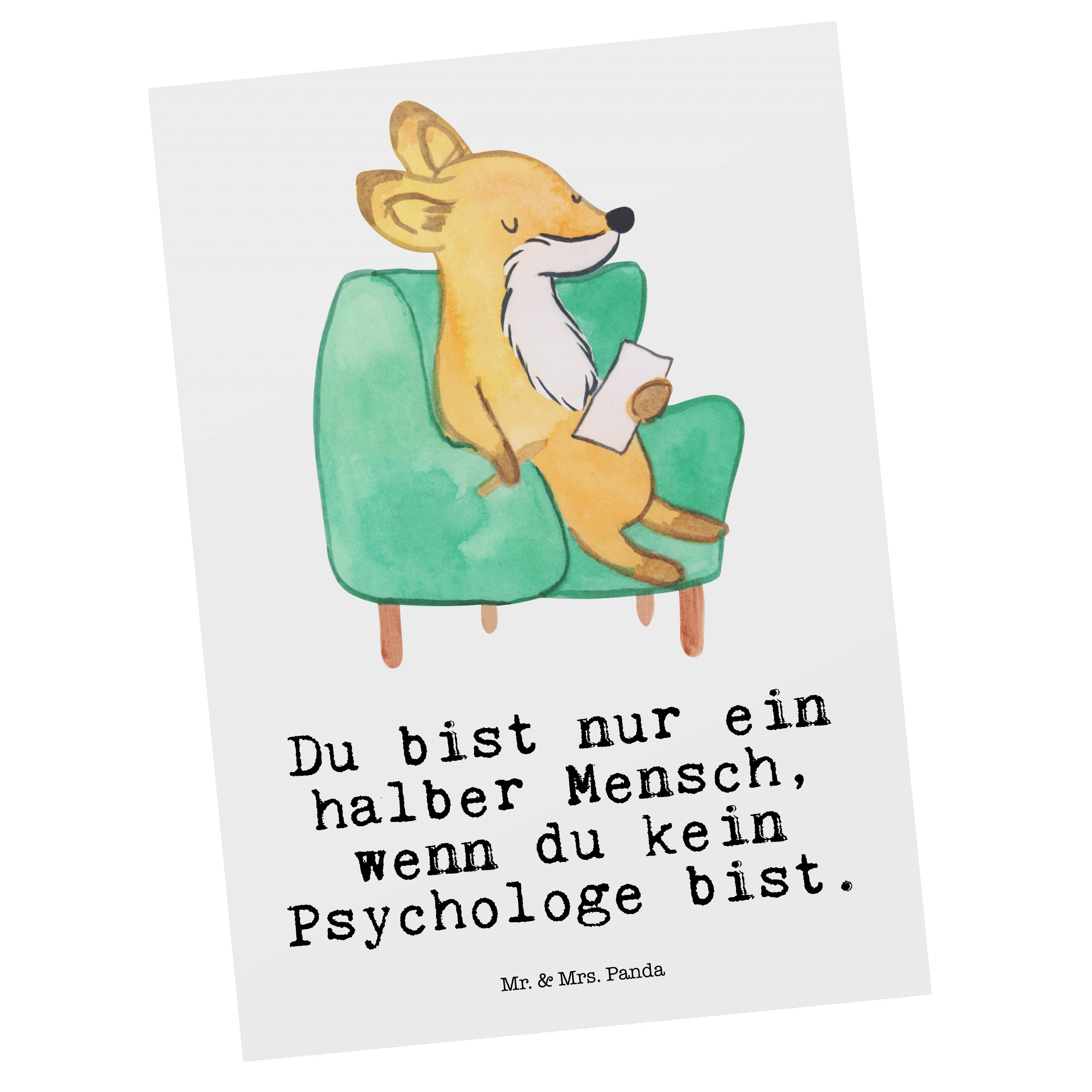 Mr. & Mrs. Panda Postkarte Psychologe mit Herz - Weiß - Geschenk, Dankeskarte, Geschenkkarte, Fi