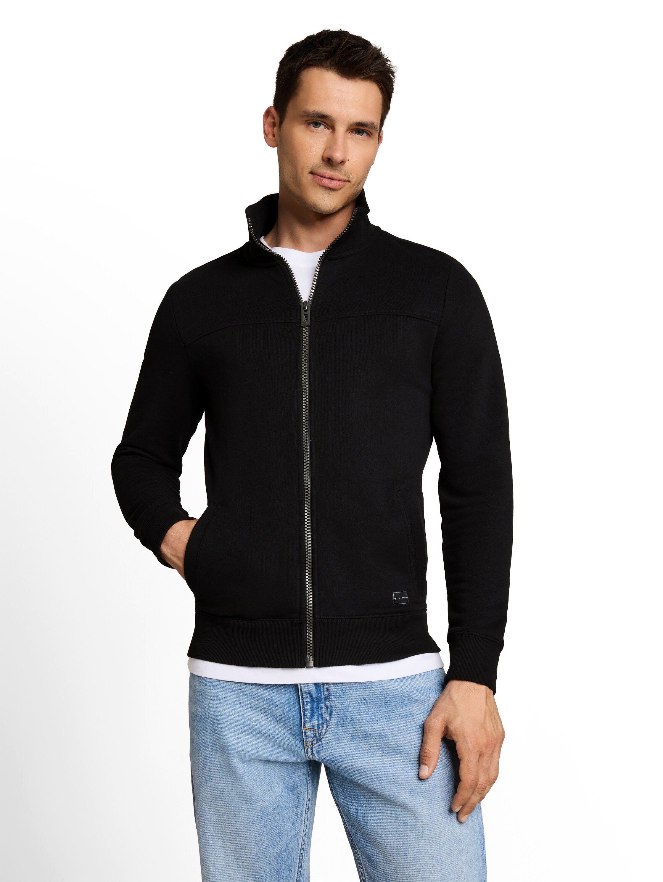 TOM TAILOR Sweatjacke mit halswärmendem Stehkragen