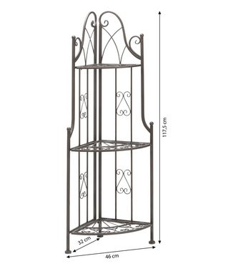 Dehner Blumenständer Eckregal Antik, 46 x 32 x 117.5 cm, Metall, Vintage Regal aus hochwertigem, robustem Eisen