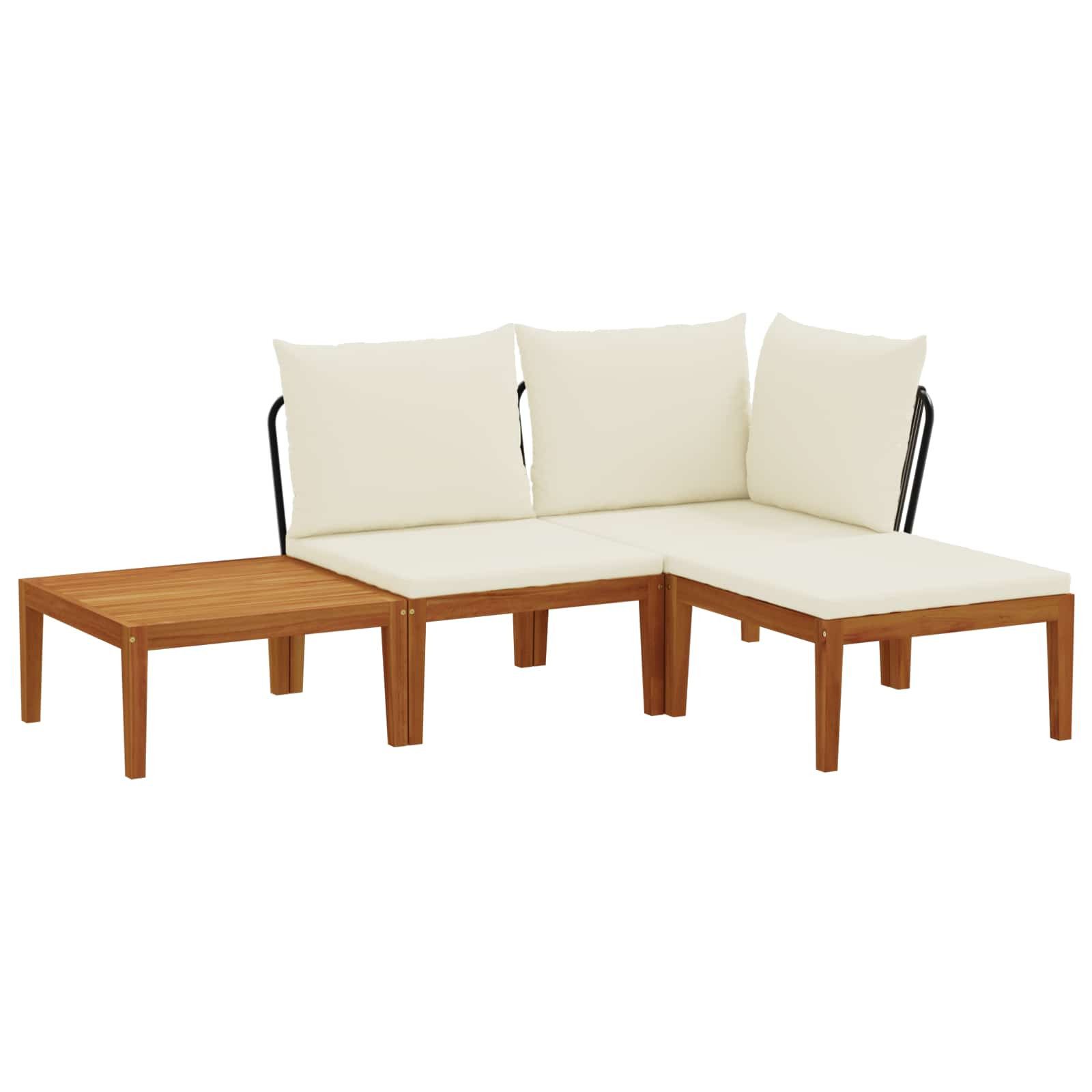 vidaXL Sofaelement 4 Stk. Massives nholz & Seil Natur (4 St)