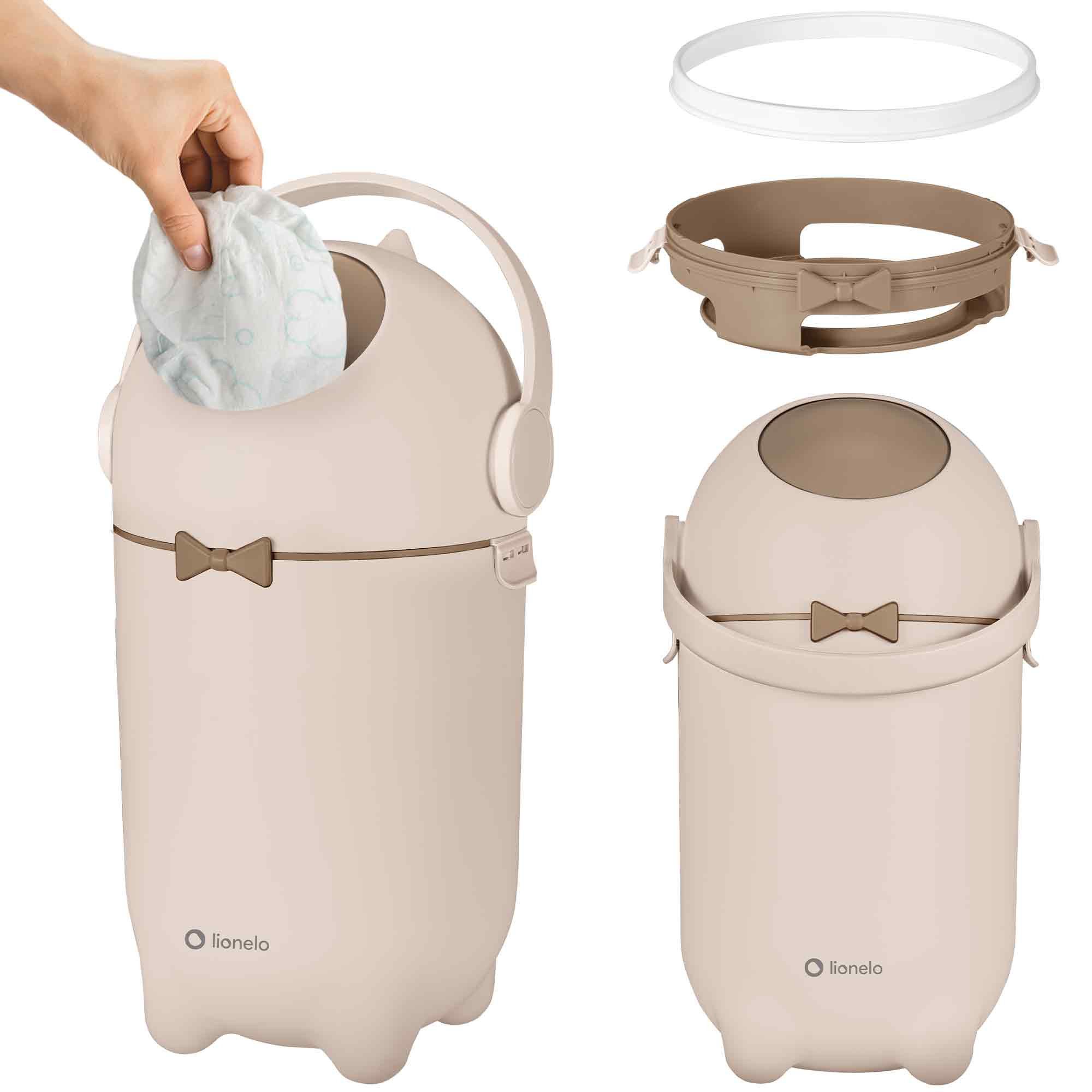 lionelo Windeleimer PUREBIN, Luftdicht/Universalbeutel/10l/Einhand/Falltür