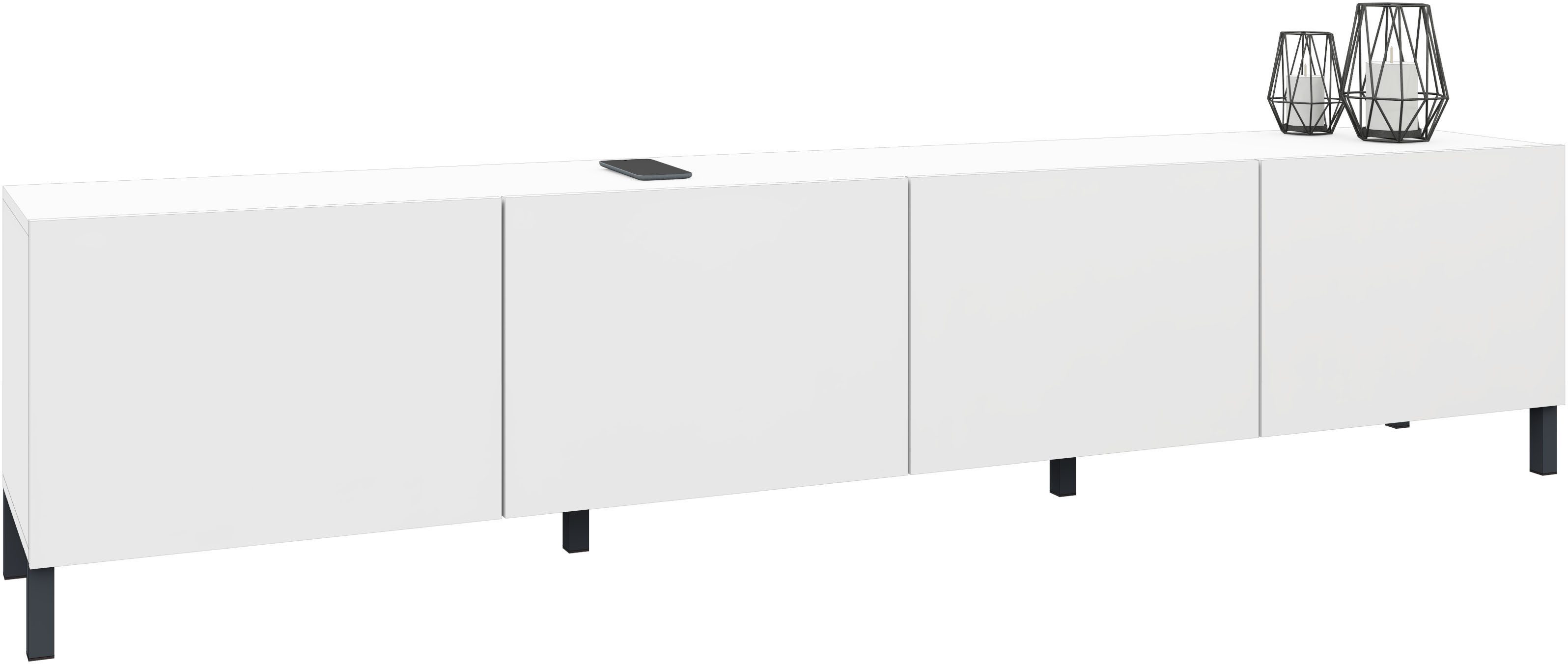 borchardt Мебель Lowboard, Metallfüße, grifflose Optik