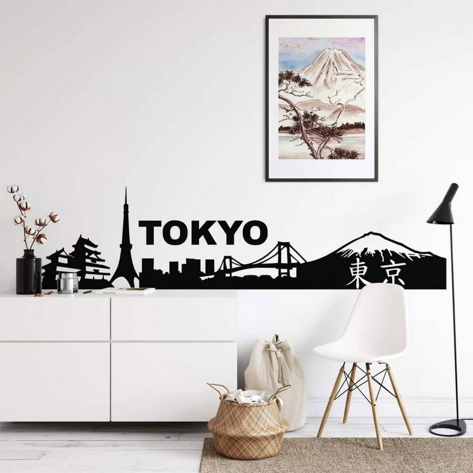 Silhouette Wall Tokyo schwarz K&L Wandtattoo Stadt Skyline modern Wandtattoo 120cm, entfernbar Art selbstklebend, Wandbild