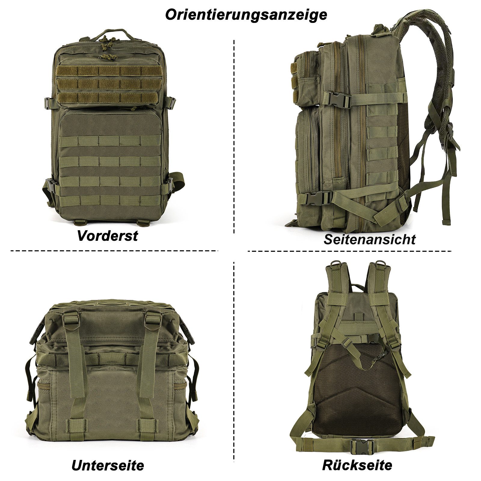 TAN.TOMI Rucksack Taktischer Rucksack 45L Wanderrucksack Militär Rucksack, Für Wandern, Jagd, Trekking und andere Outdooraktivitäten