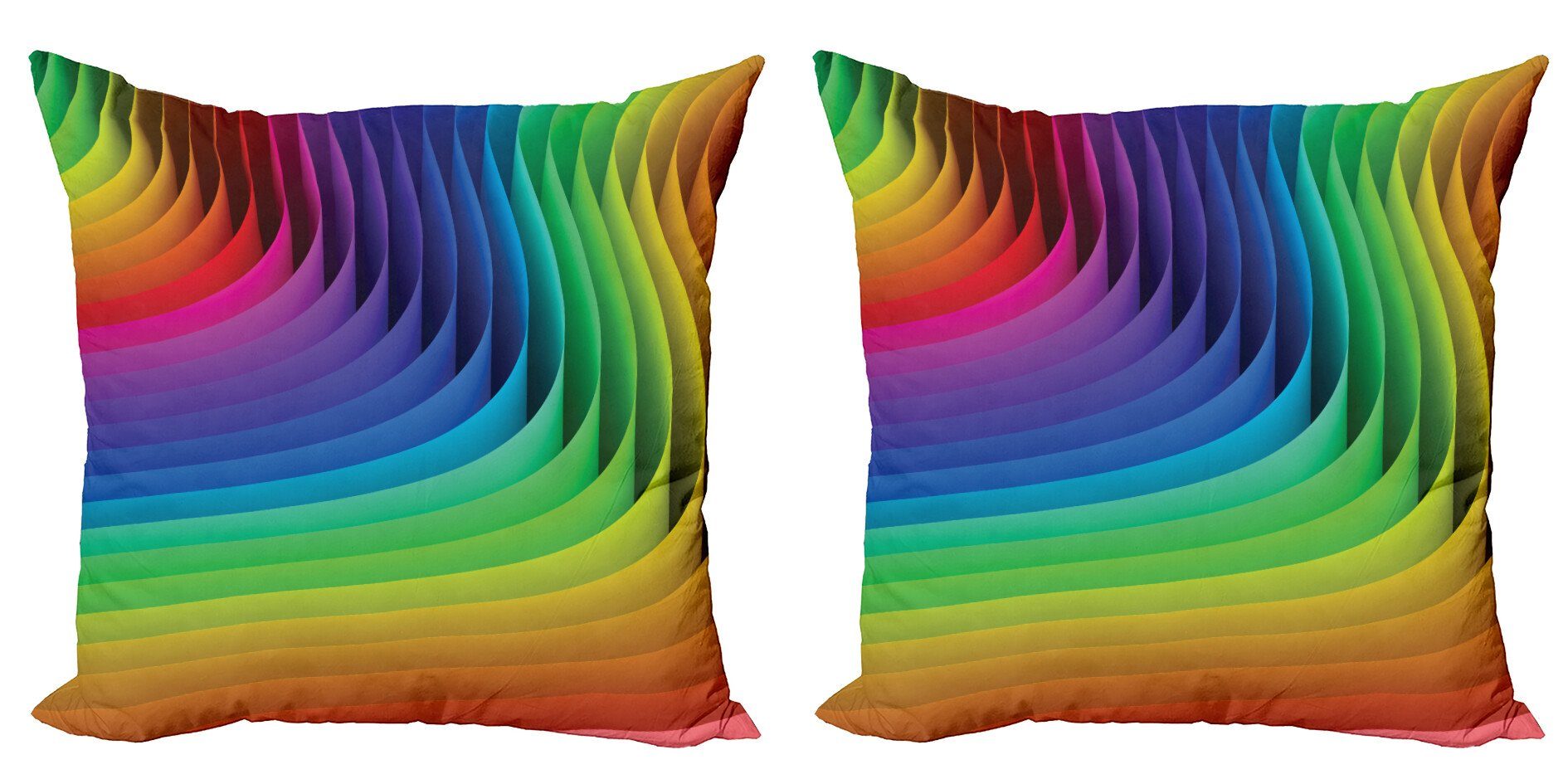 Kissenbezüge Modern Accent Doppelseitiger Digitaldruck, Abakuhaus (2 Stück), Bunt Farbe Wave-Curls Kunst