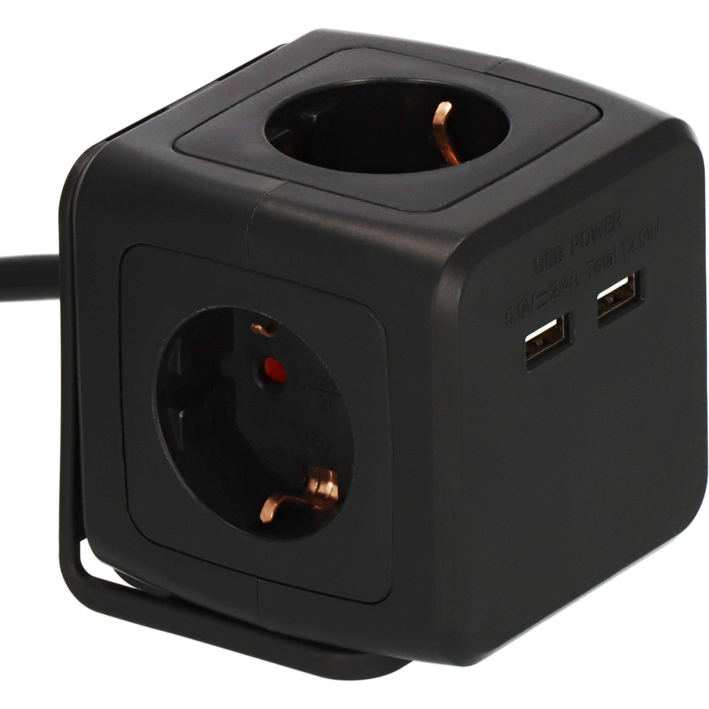 Brennenstuhl Steckdosenwürfel 4-fach mit 2x USB, 1,4m Kabel Mehrfachsteckdose 4-fach (Kabellänge 1.4 m) – Bild 4 von 5