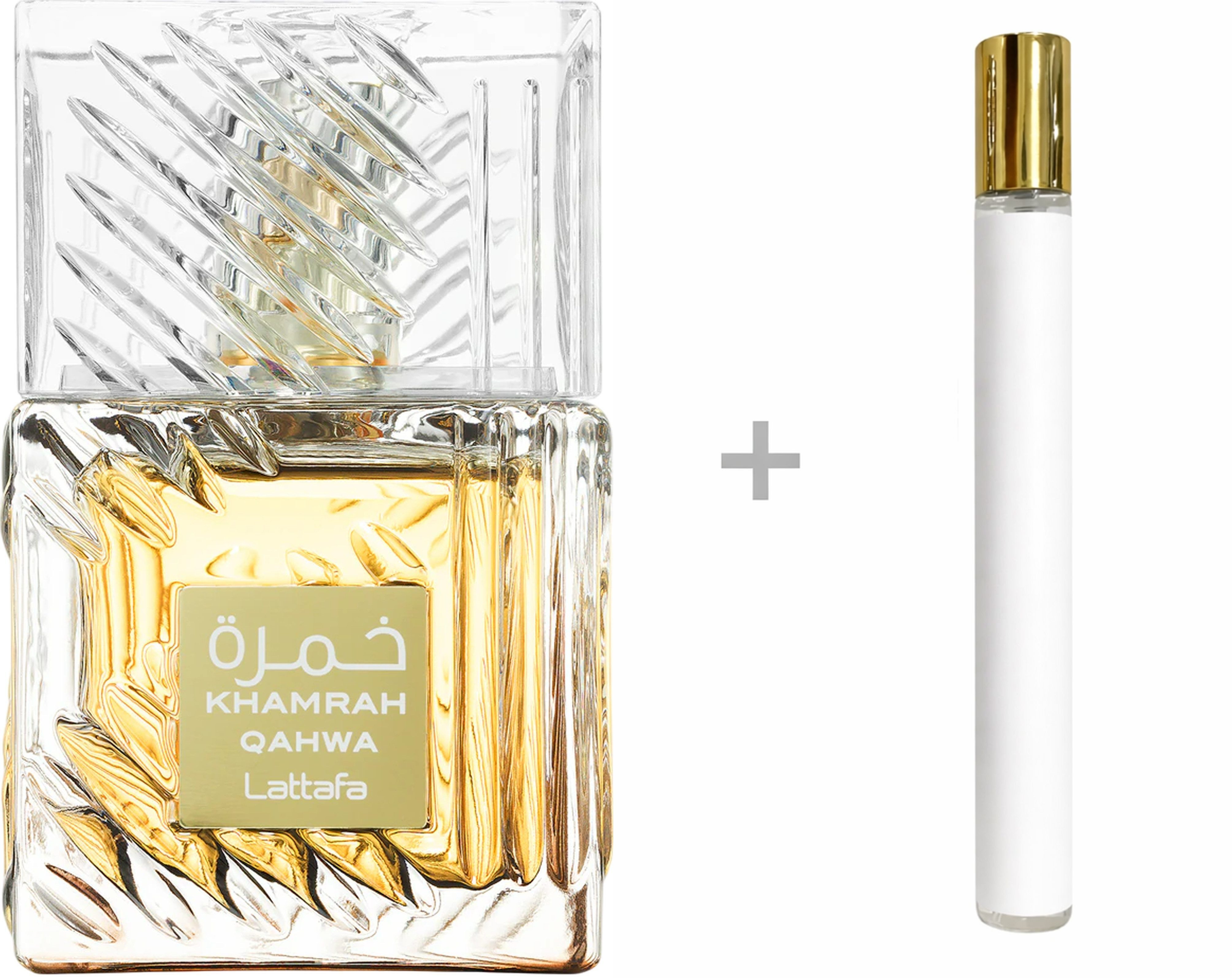 Lattafa Duft-Set Khamrah Qahwa Damen & Herren Unisex EDP Spray + Reiseduft, LATTAFA, Damenparfüm, Glasflakon, Herrenparfüm, Unisexduft