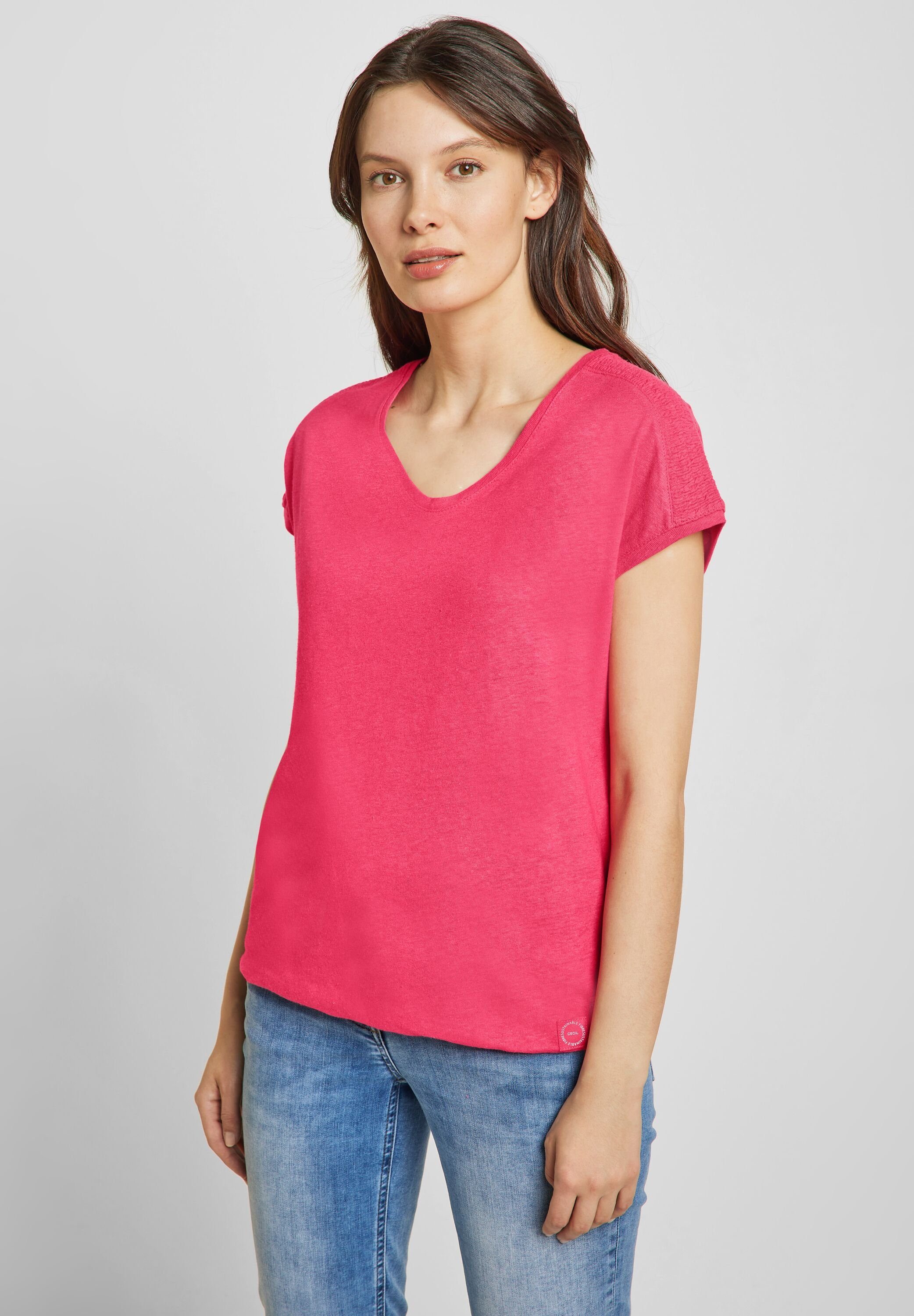 Cecil T-Shirt in Unifarbe strawberry red | 