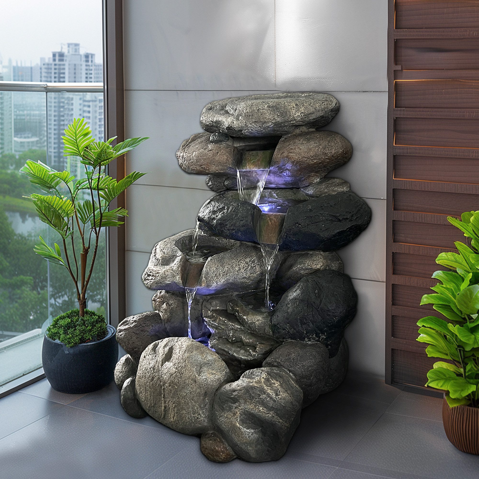 Köhko Gartenbrunnen Kieselstein Gartenbrunnen in Naturstein-Optik günstig online kaufen
