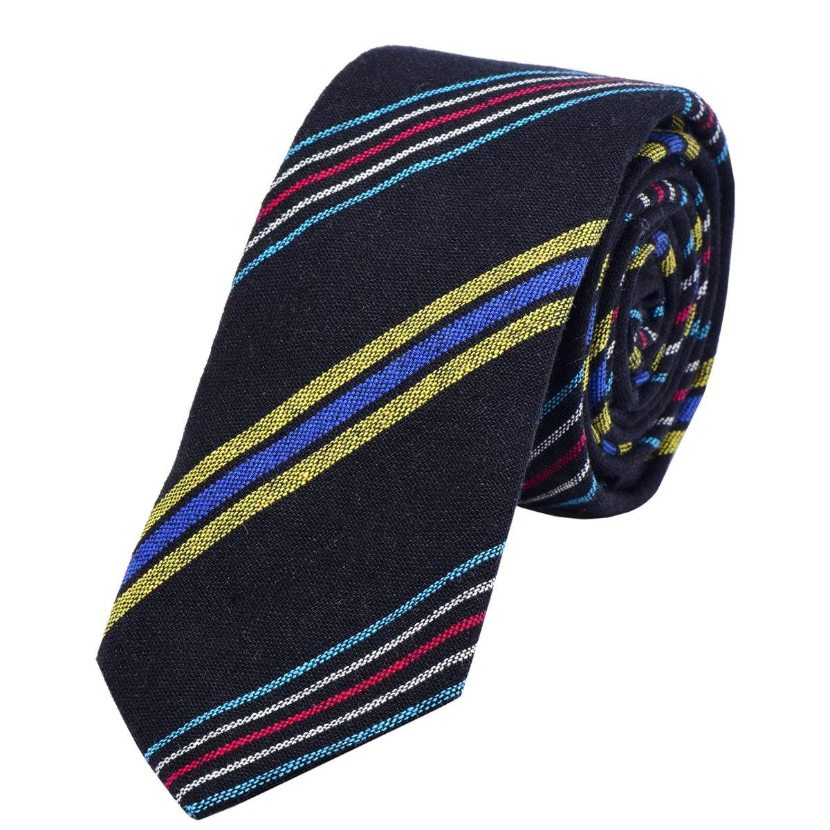 DonDon Krawatte Herren Krawatte 6 cm mit Karos oder Streifen (Packung, 1-St., 1x Krawatte) Baumwolle, kariert oder gestreift, für Büro oder festliche Veranstaltungen schwarz gestreift 1