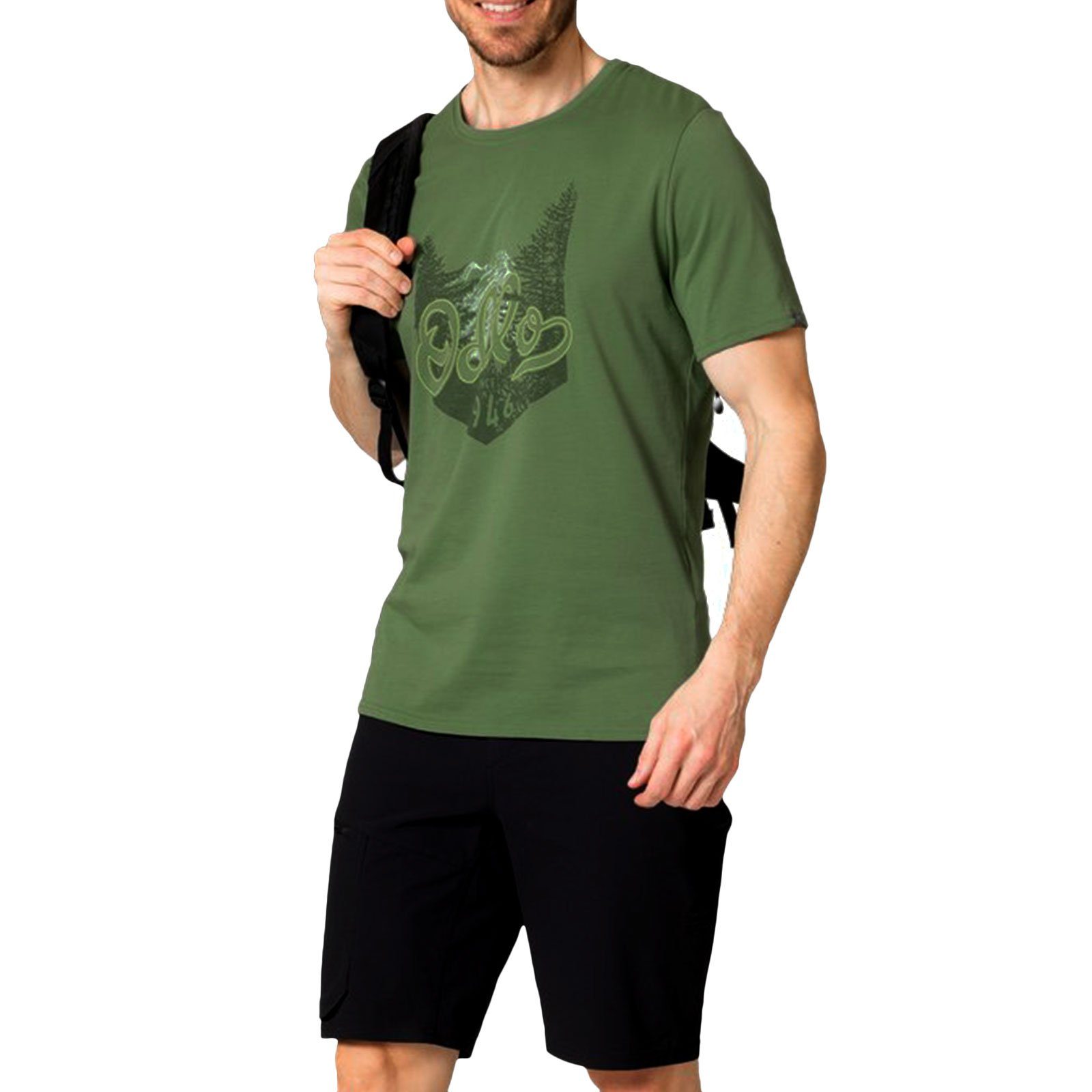 Odlo T-Shirt Nikko T-Shirt Logo-Print Waldlandschaftsprint 551362-40414 mit loden mit frost