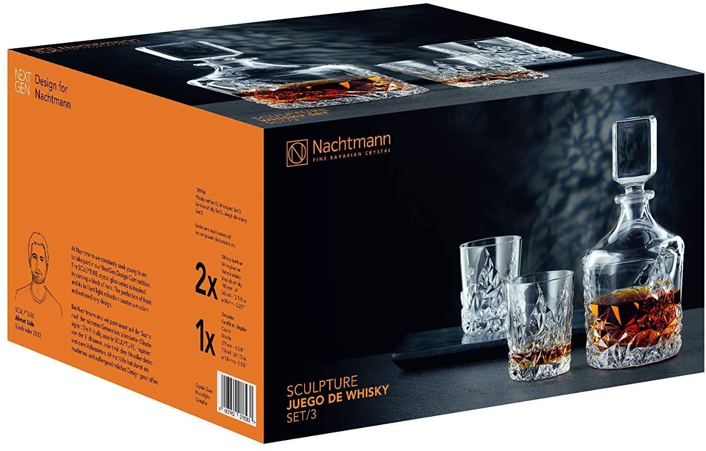 Glas Set, Kristallglas 3er Sculpture Whisky Nachtmann