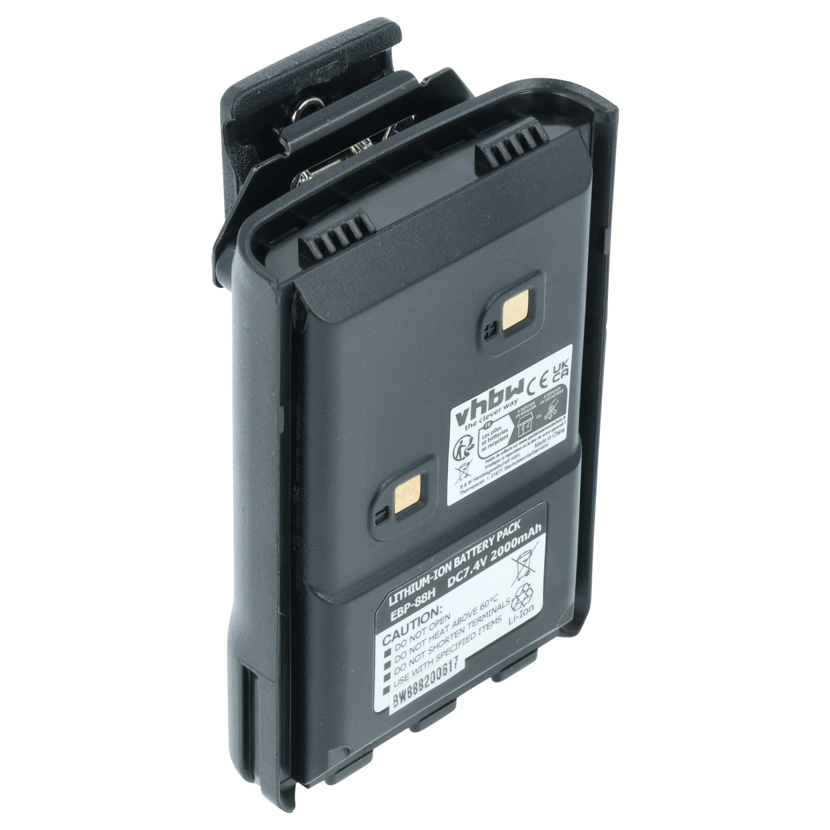 vhbw Akku Ersatz für Alinco EBP-88, EBP-88H für Funkgerät (2000 mAh, 7,4 V, Akku Akku Li-Ion 2000 mAh (7,4 V, 1 St), Leistungsfähiger Austausch-Akku für Ihr Funkgerät, Walkie-Talkie