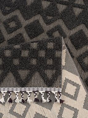 Teppich Juliane, andas, rechteckig, Höhe: 18 mm, Hoch-Tief-Struktur, Woll-Look, Boho, mit Fransen