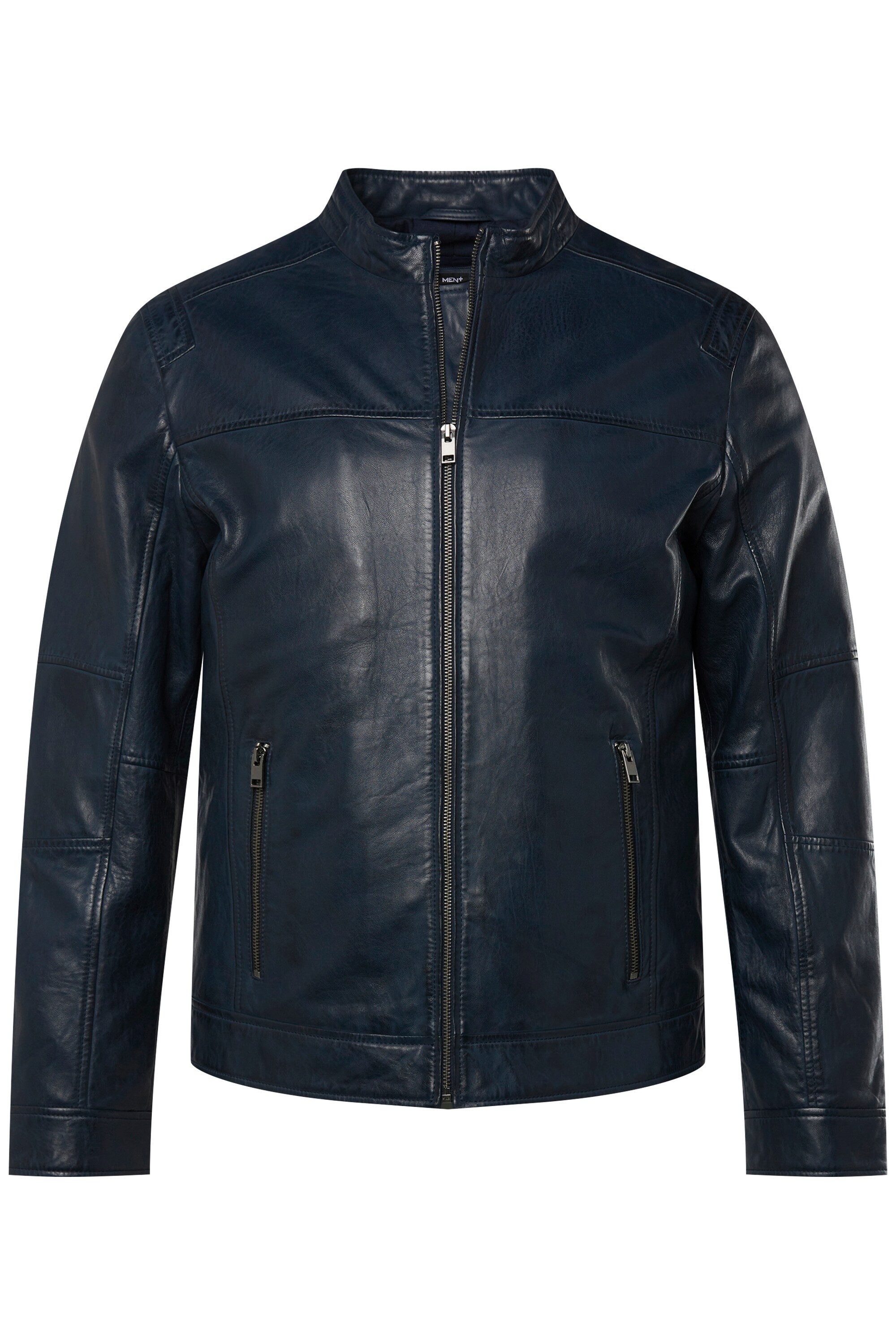 Men Plus Lederjacke Lederjacke Leder Lammnappa Stehkragen günstig online kaufen