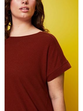 Esprit T-Shirt CURVY T-Shirt aus Baumwolle-Leinen-Mix (1-tlg)
