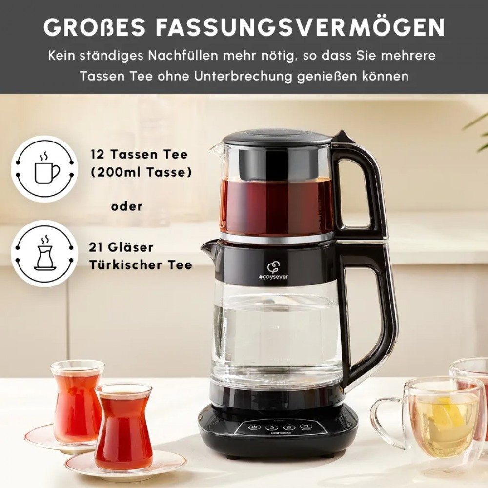 Karaca Wasserkocher Karaca Caysever Sprechender Teezubereiter Chrom, 2200 W