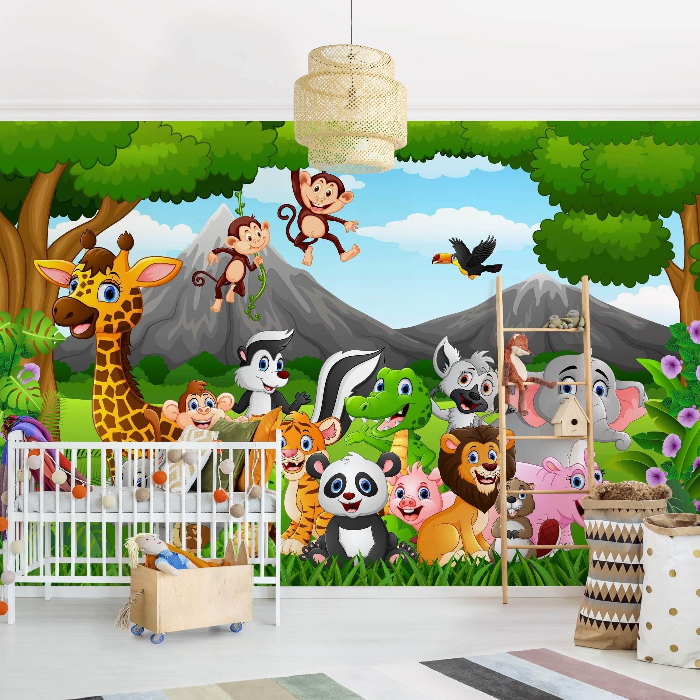 Bilderdepot24 Kindertapete Kinderzimmer Wilde Dschungeltiere Wanddeko Panda günstig online kaufen