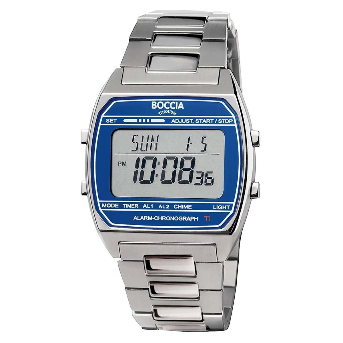Boccia Digitaluhr 3738-06, Unisex Digital Titan Blau