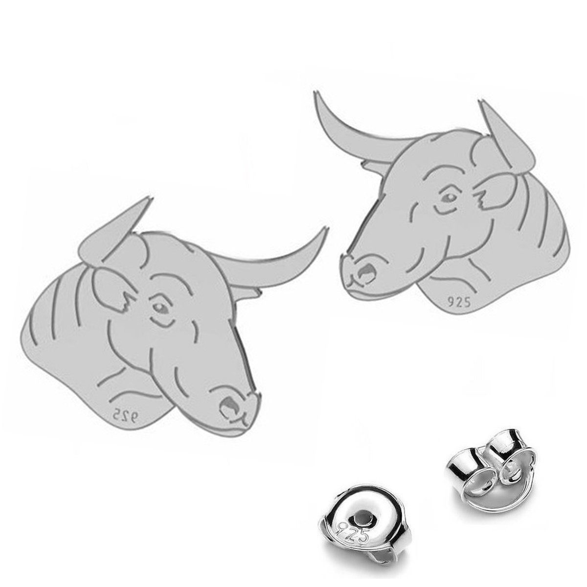 Goldene Hufeisen Paar Ohrstecker Stier Ohrstecker 925 Sterling Silber Herren Damen Tiere Ohrringe (1 Paar, inkl. Etui), Geschenkidee