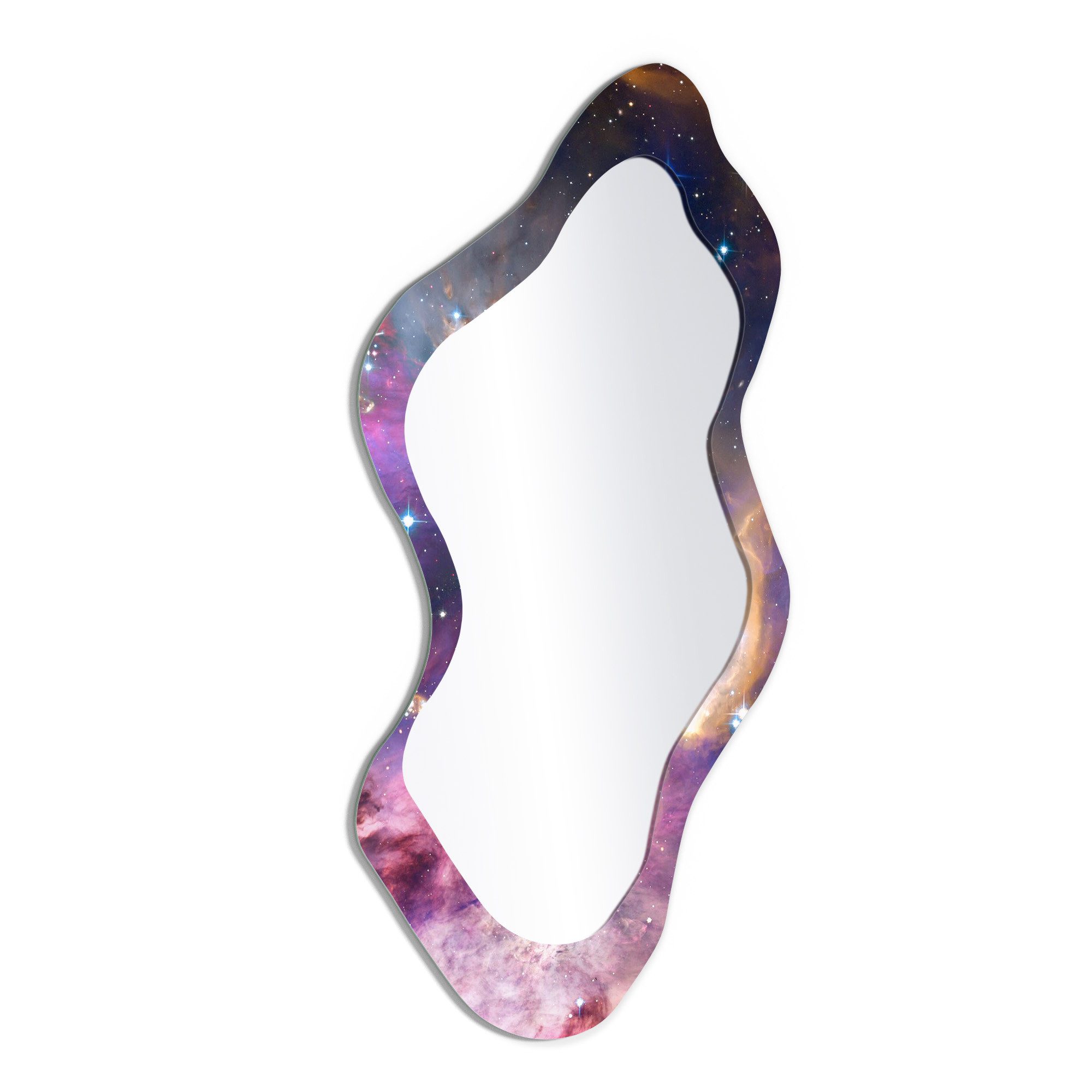 DEQORI Wandspiegel 'Farbenfrohe Galaxie', Spiegel organisch geformt selbstklebend Wand Wohnzimmer Flur groß XXL