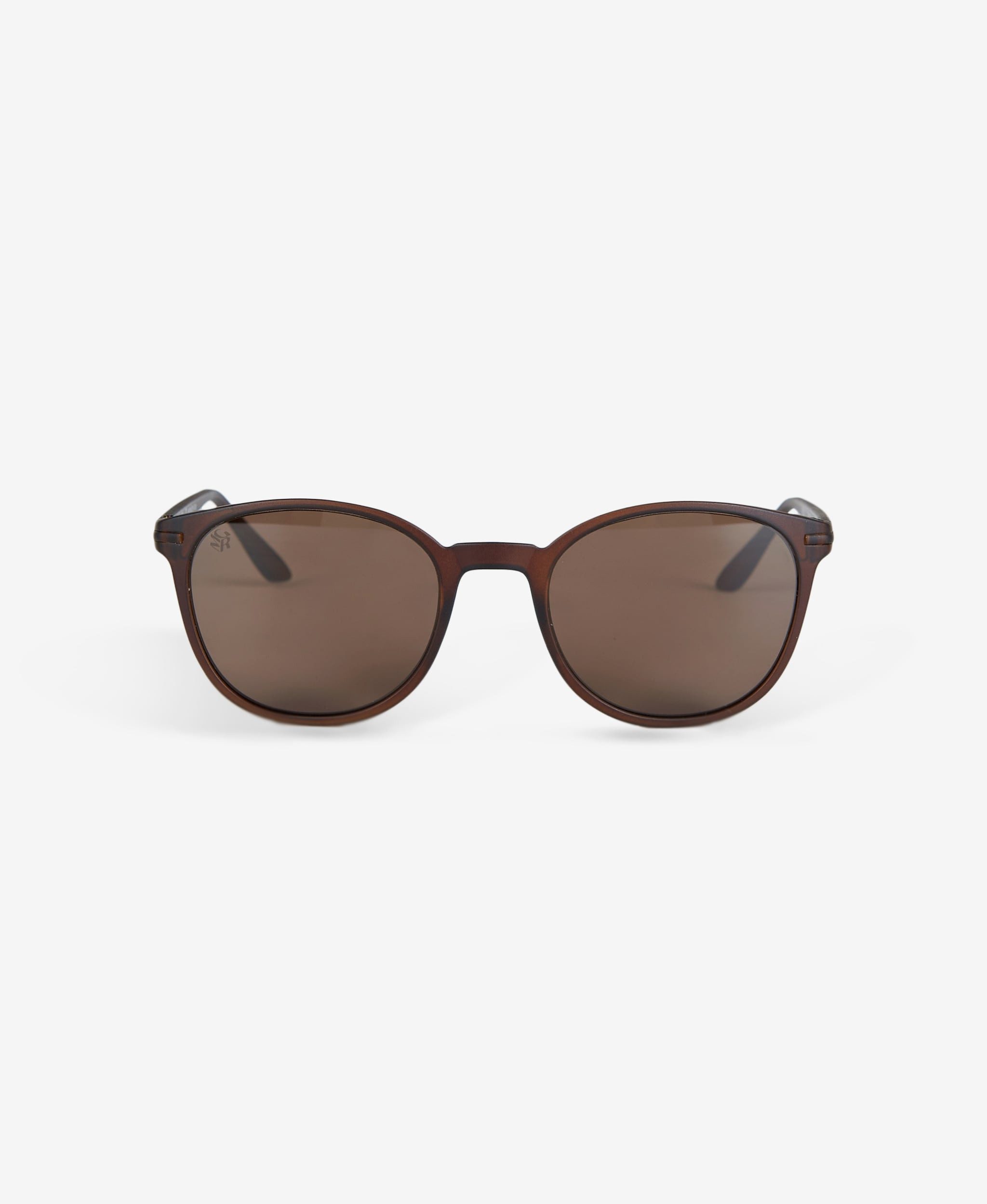GLAMIRA Sonnenbrille Mattbraune Runde Unisex-Sonnenbrille (1-St) mit polarisierten Linsen
