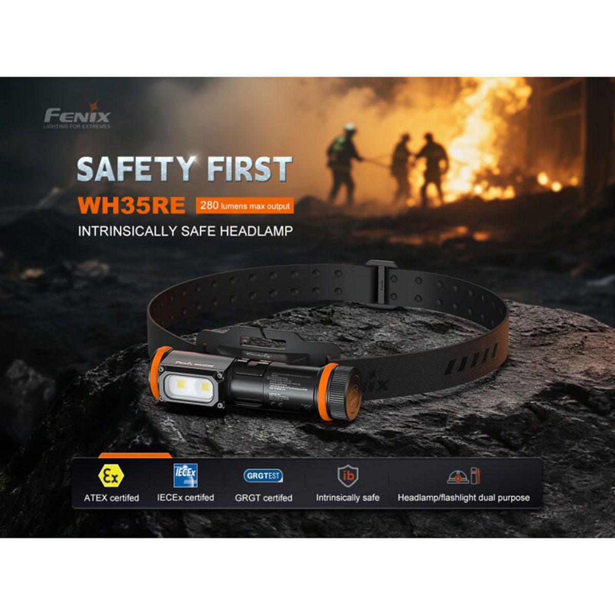 Fenix LED Stirnlampe WH35RE 280 Lumen Ex-geschützte LED Stirnlampe - Schwarz