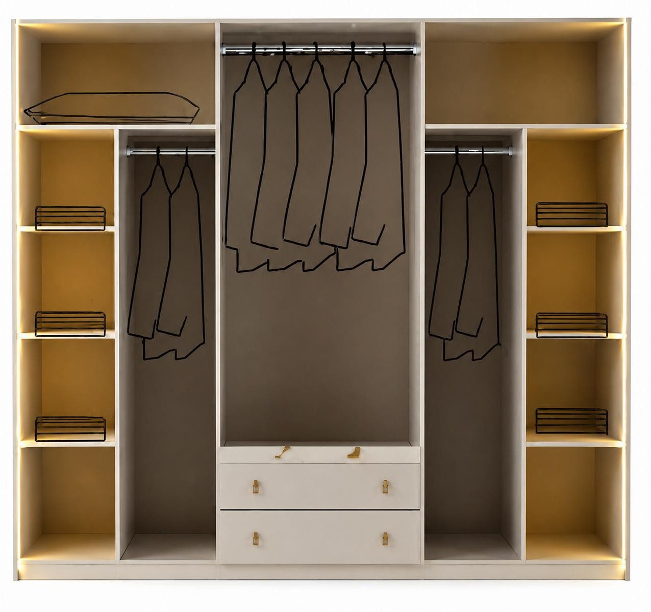 JVmoebel Kleiderschrank Schrank Bequem Holz Beige Minimalistisch Geräumig Modern Glas Made in Europa