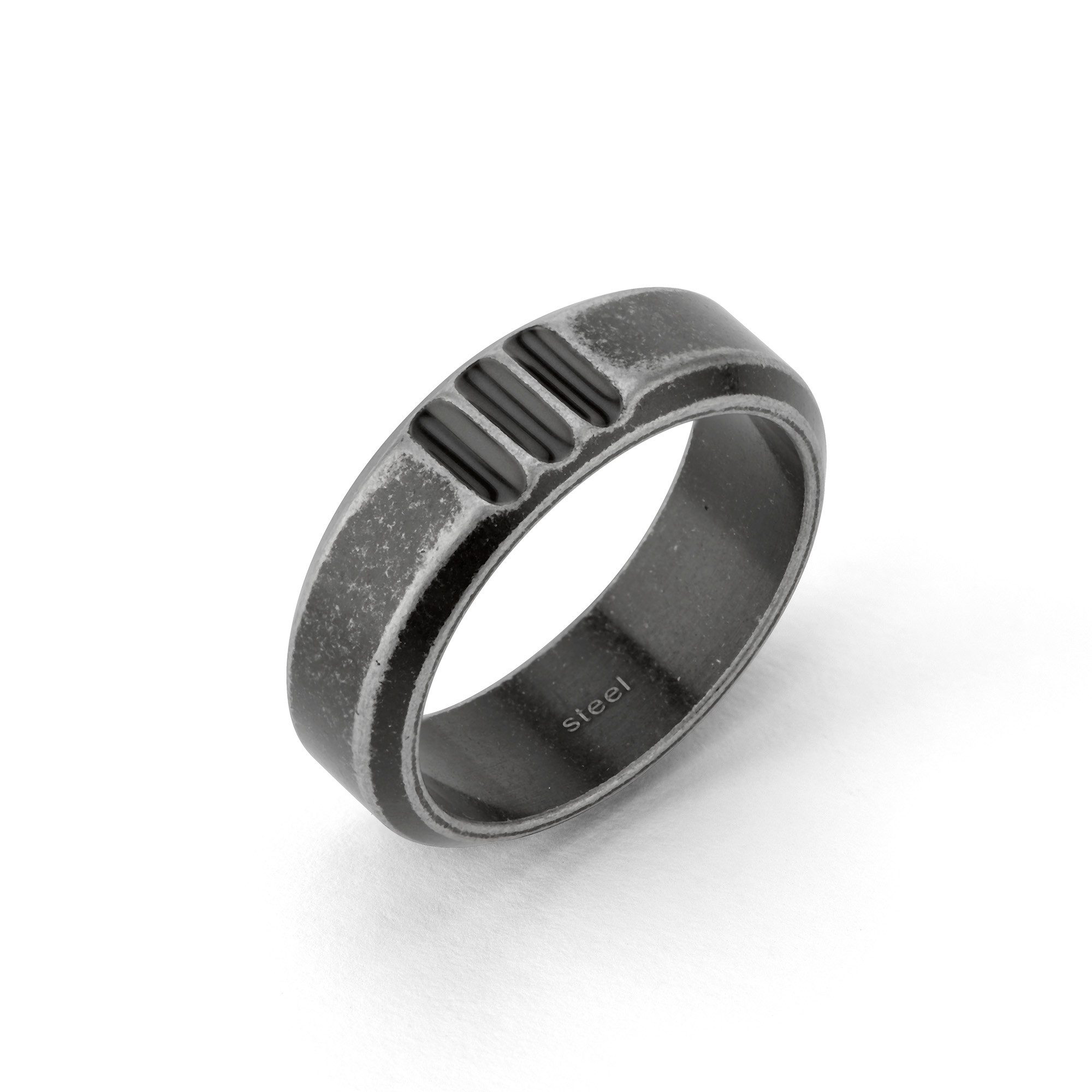 FYNCH-HATTON Fingerring Schmuck Geschenk Edelstahl Ring Curb Kerben