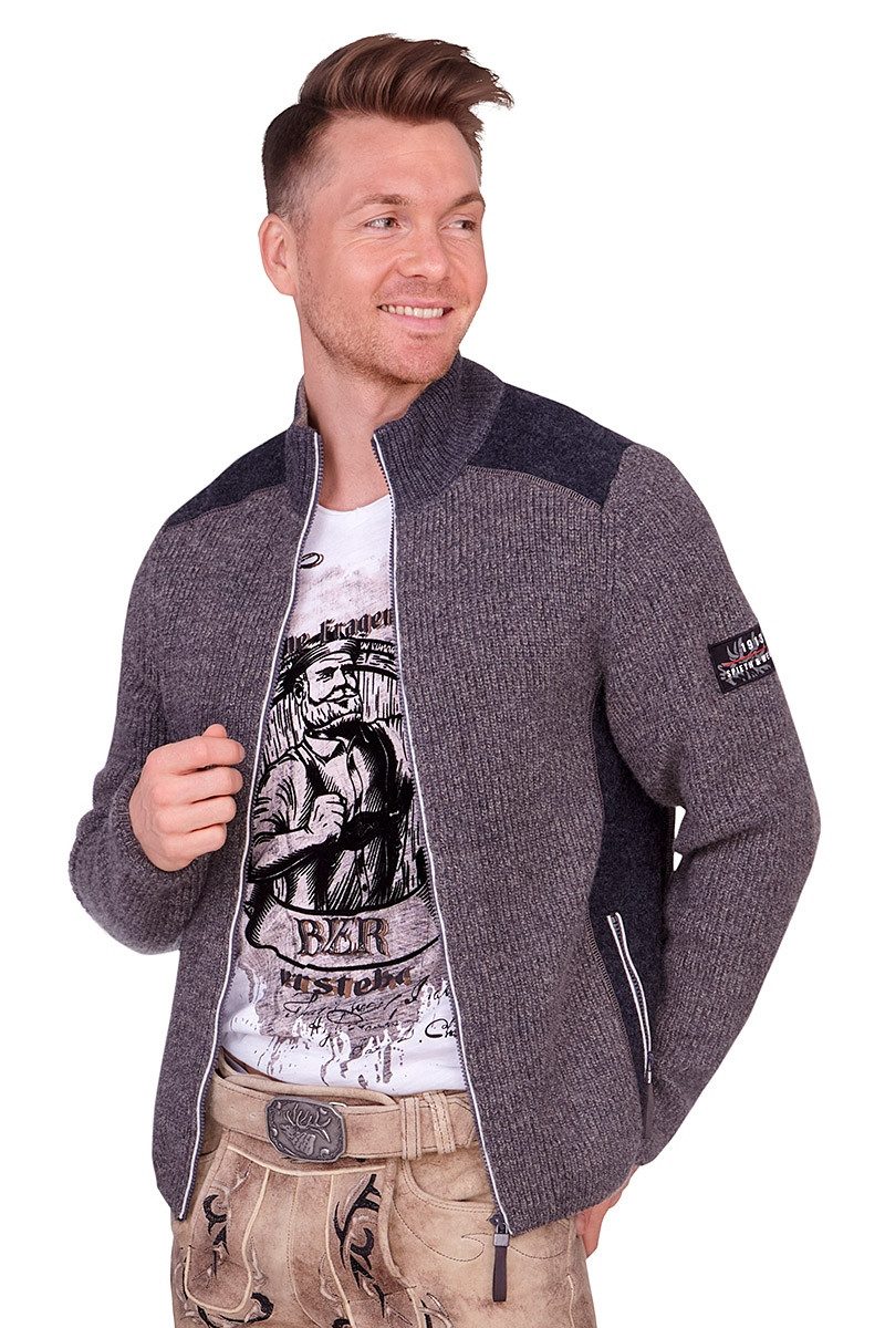 Spieth & Wensky Outdoorjacke Strickjacke Herren - STEINERBERG - taupe/anthrazit
