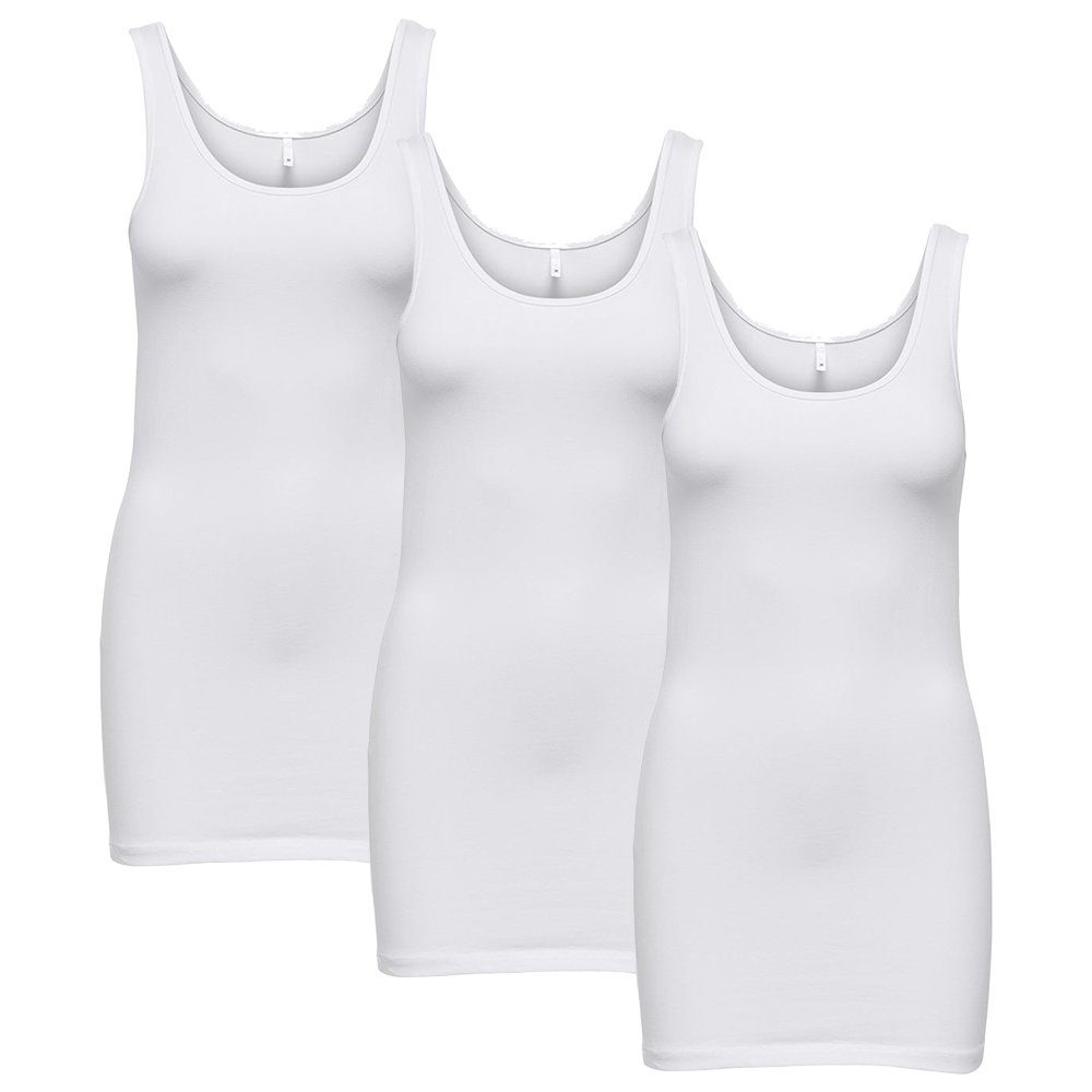 ONLY Tanktop ONLY 3er Pack Damen Top Live Love Long Basic Tank Tops