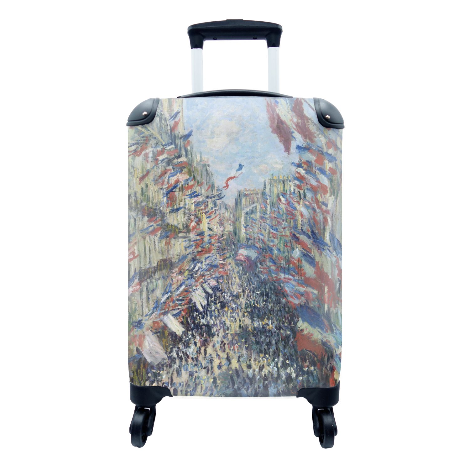 MuchoWow Handgepäckkoffer Rue Montorgueil in Paris - Gemälde von Claude Monet, 4 Rollen, Reisetasche mit rollen, Handgepäck für Ferien, Trolley, Reisekoffer
