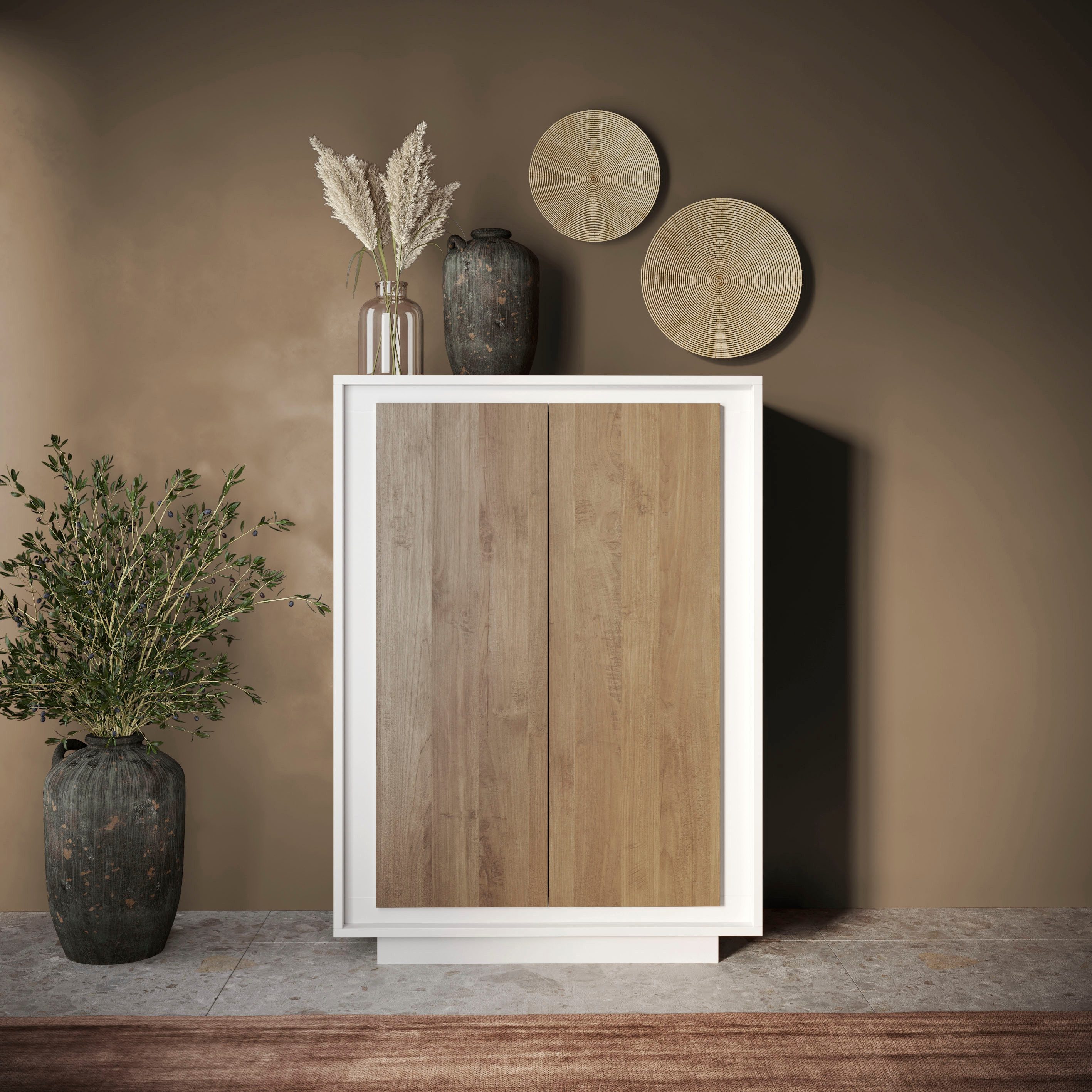 Home affaire Highboard Sky, B/H 106/171 cm, Stauraumschrank/Hochkommode, 2 Türen, Softclosing, Korpus & Front 22 mm stark, Rahmen-Optik
