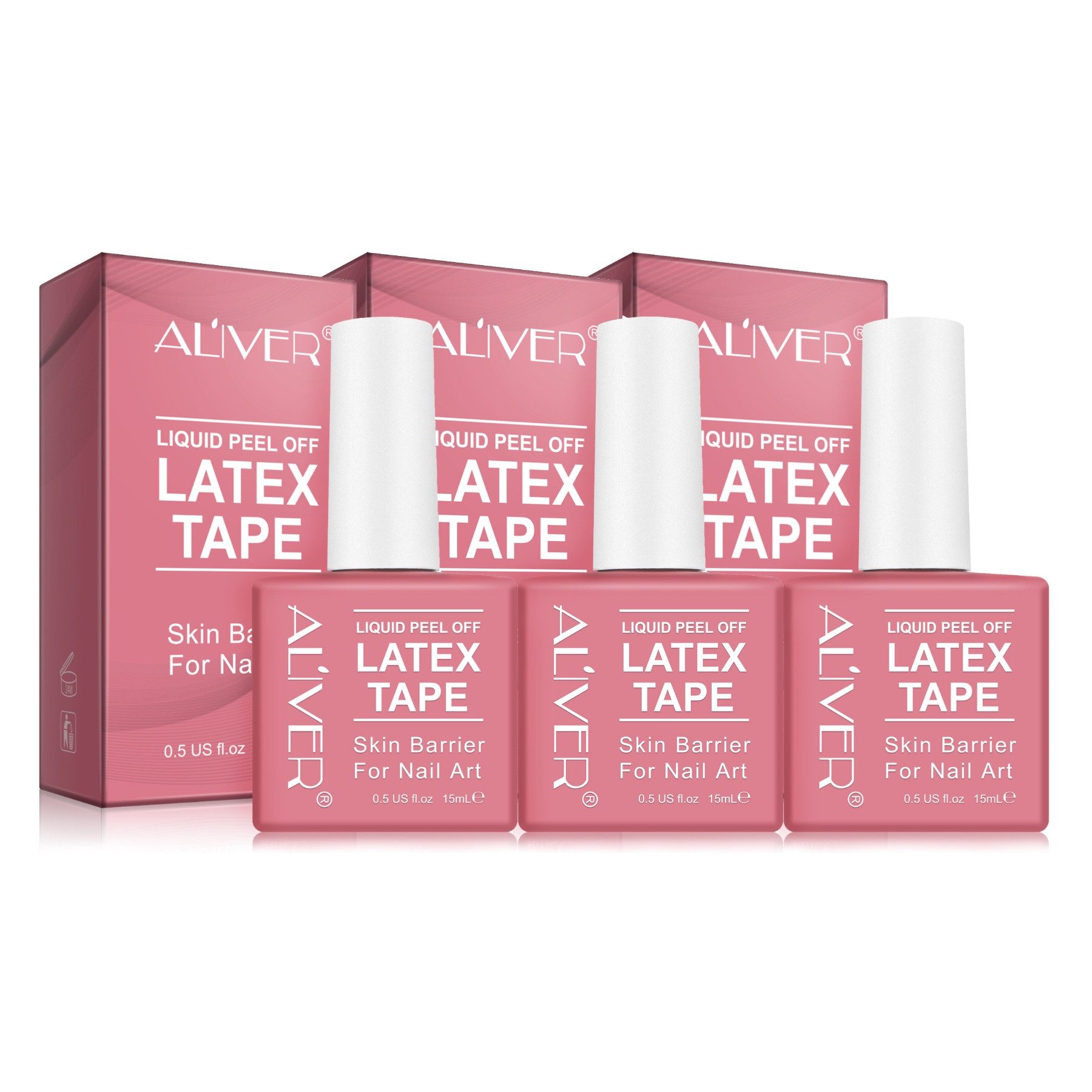 ALIVER Nagellack Nagelhautschutz Nail Art Design Maniküre Skin Cover Latex Tape Aliver, 3-tlg.