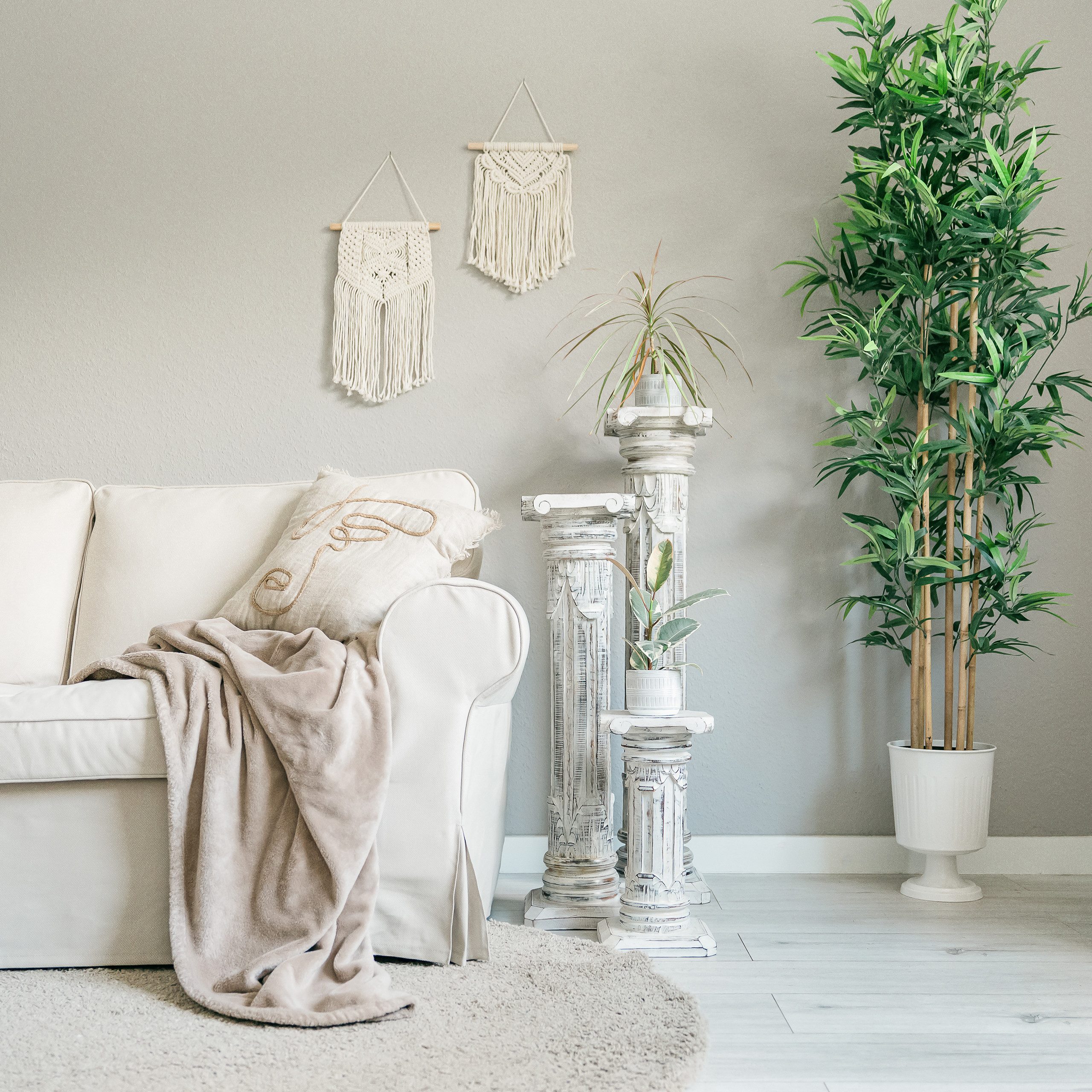 livasia Dekosäule Balinesische Säule aus Holz mit Schnitzerei, antik, handgefertigt